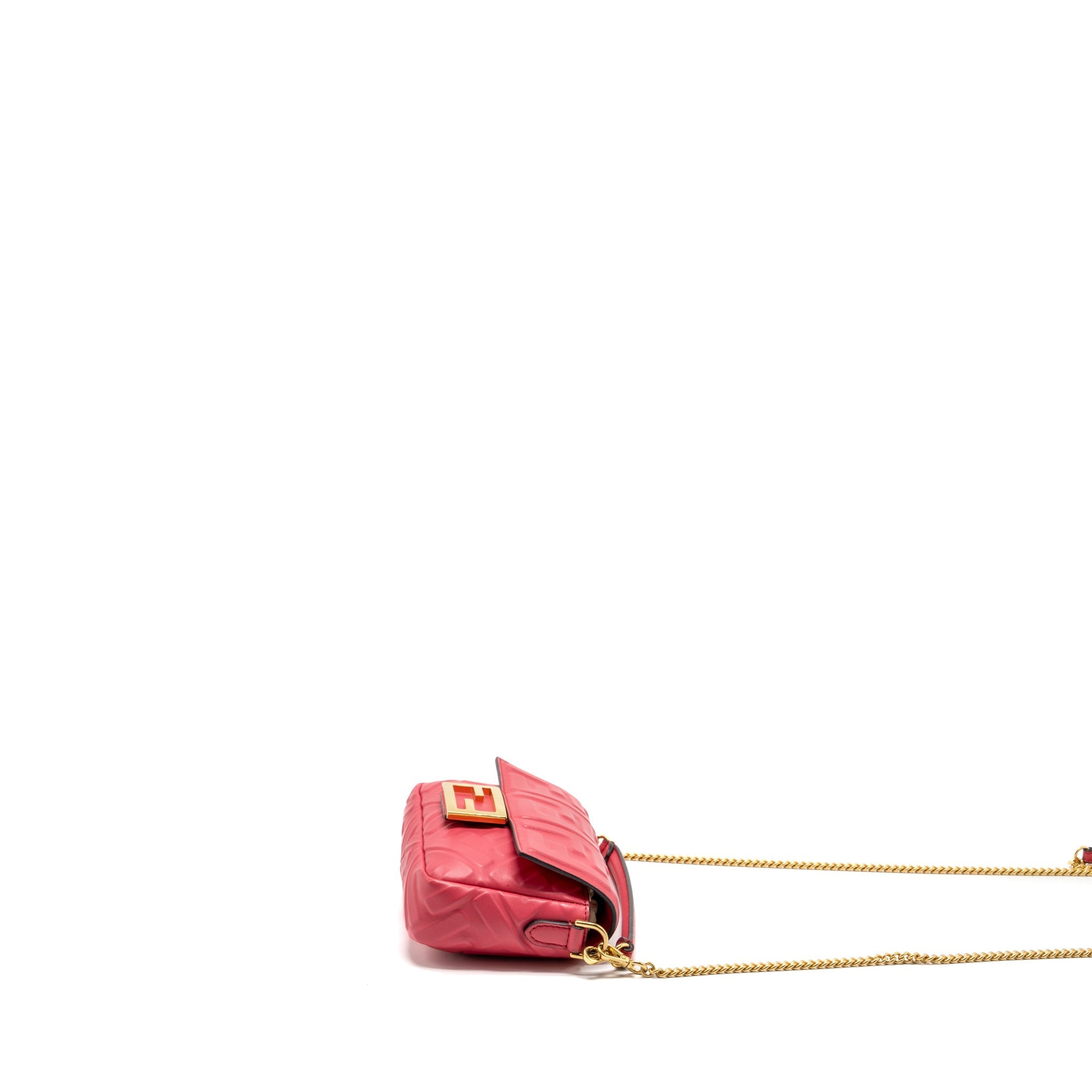FENDI MINI BAGUETTE BAG NAPPA LAMBSKIN PINK GHW