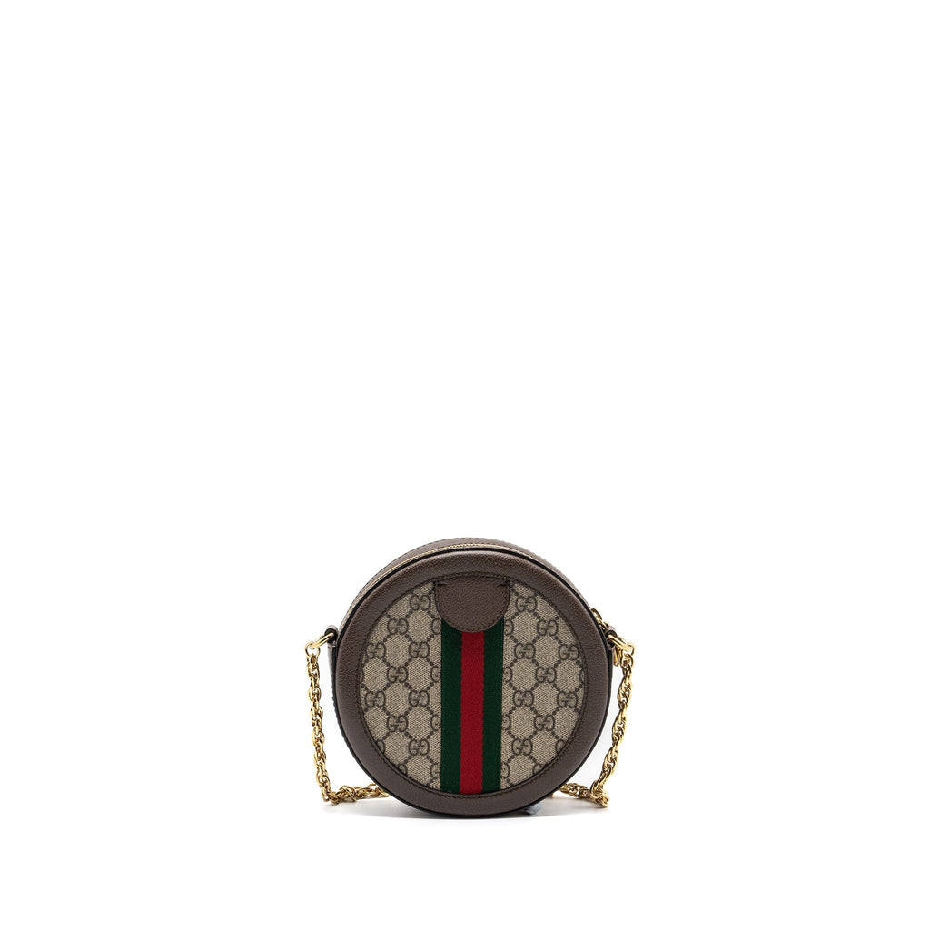 GUCCI MINI OPHIDIA GG ROUND SHOULDER BAG GG SUPREME CANVAS GHW