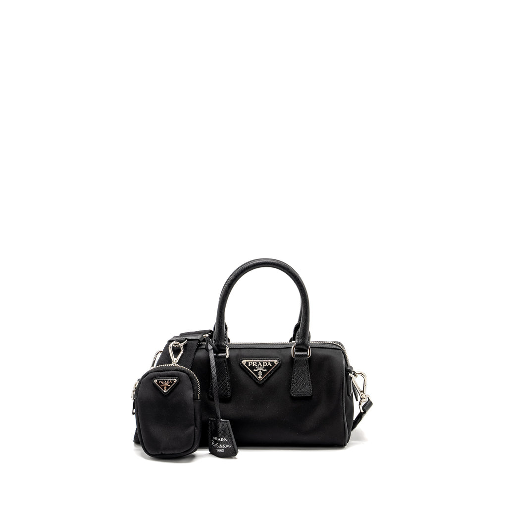 PRADA TOP HANDLE RE-EDITION 2005 NYLON BAG BLACK SHW