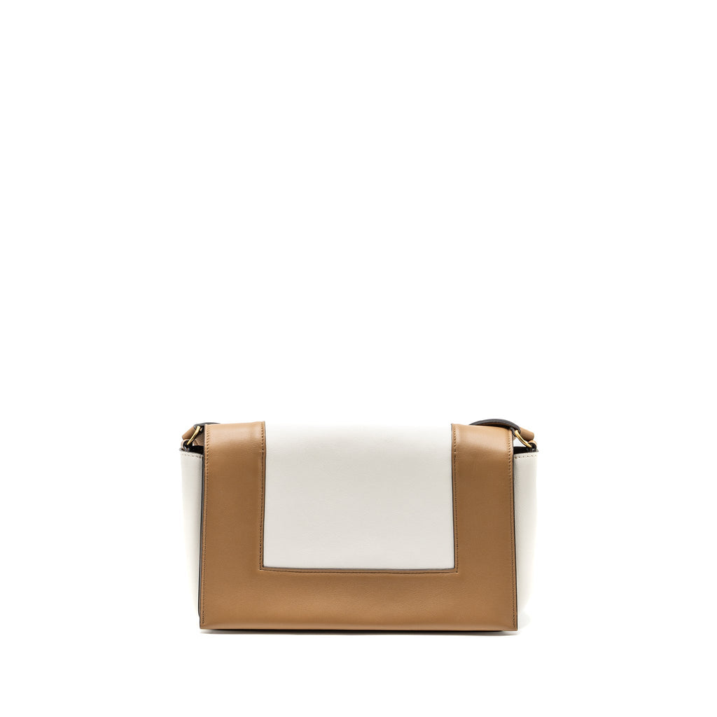 CELINE FRAME BAG CALFSKIN WHITE/BROWN GHW