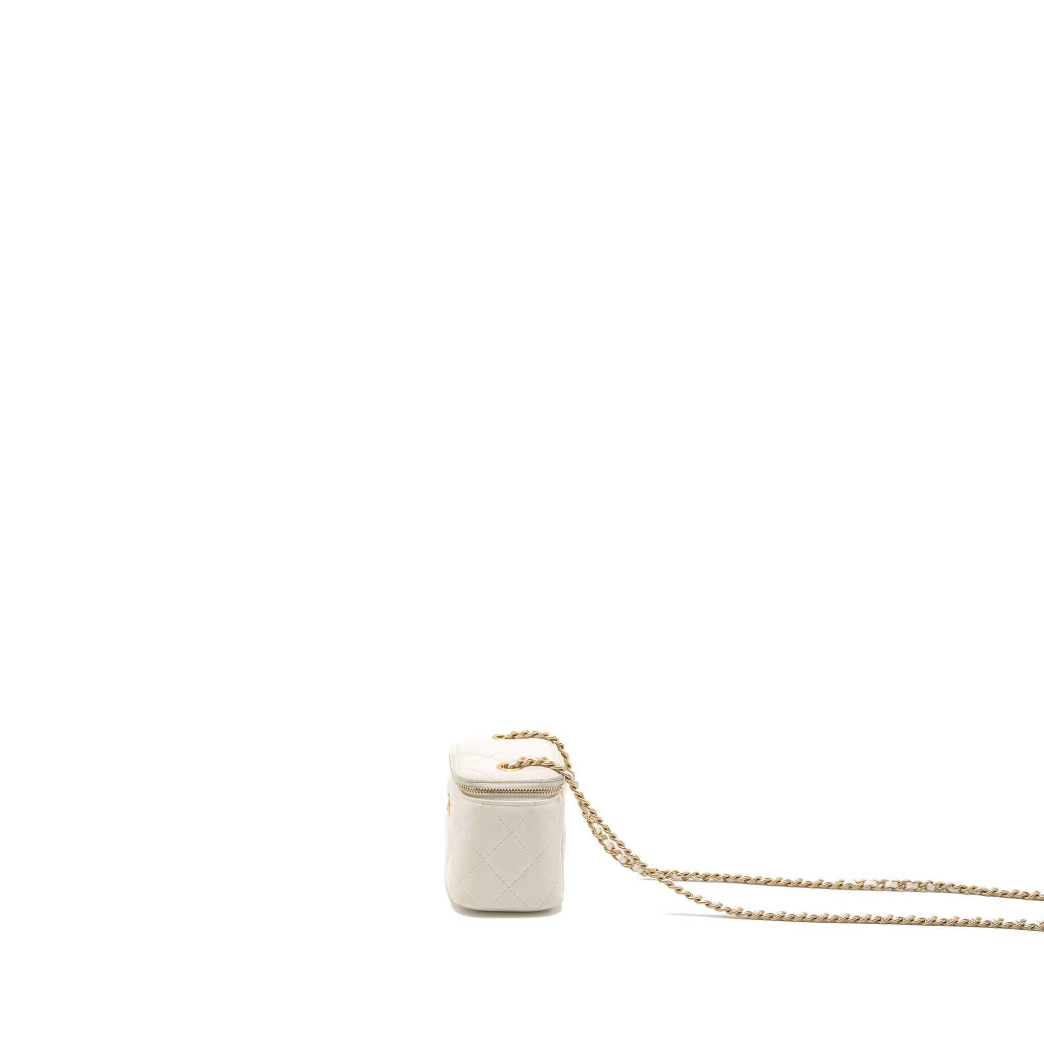 CHANEL PEARL CRUSH MINI VANITY LAMBSKIN WHITE BRUSHED GHW