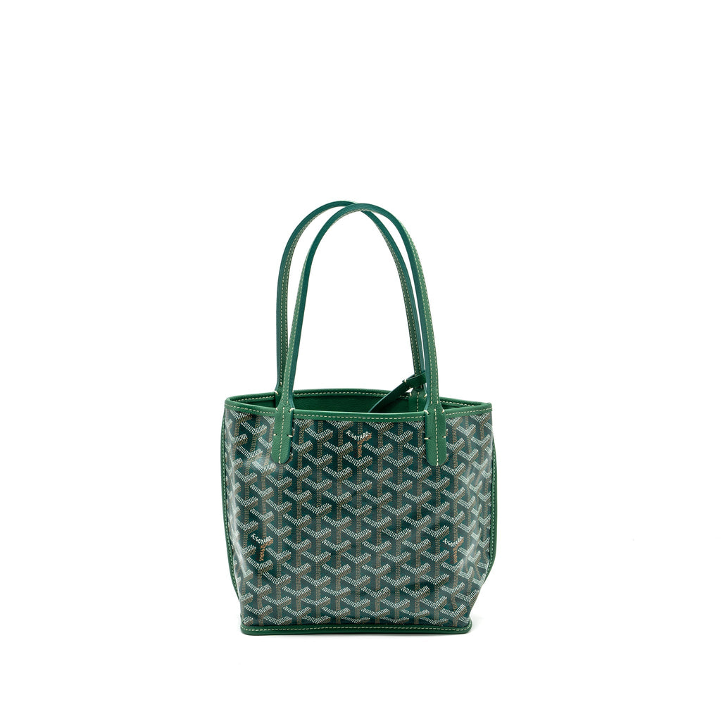 GOYARD MINI ANJOU TOTE BAG GOYARDLINE CANVAS / LEATHER GREEN SHW