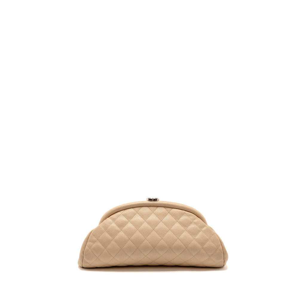 CHANEL TIMELESS KISSLOCK CLUTCH CAVIAR BEIGE SHW
