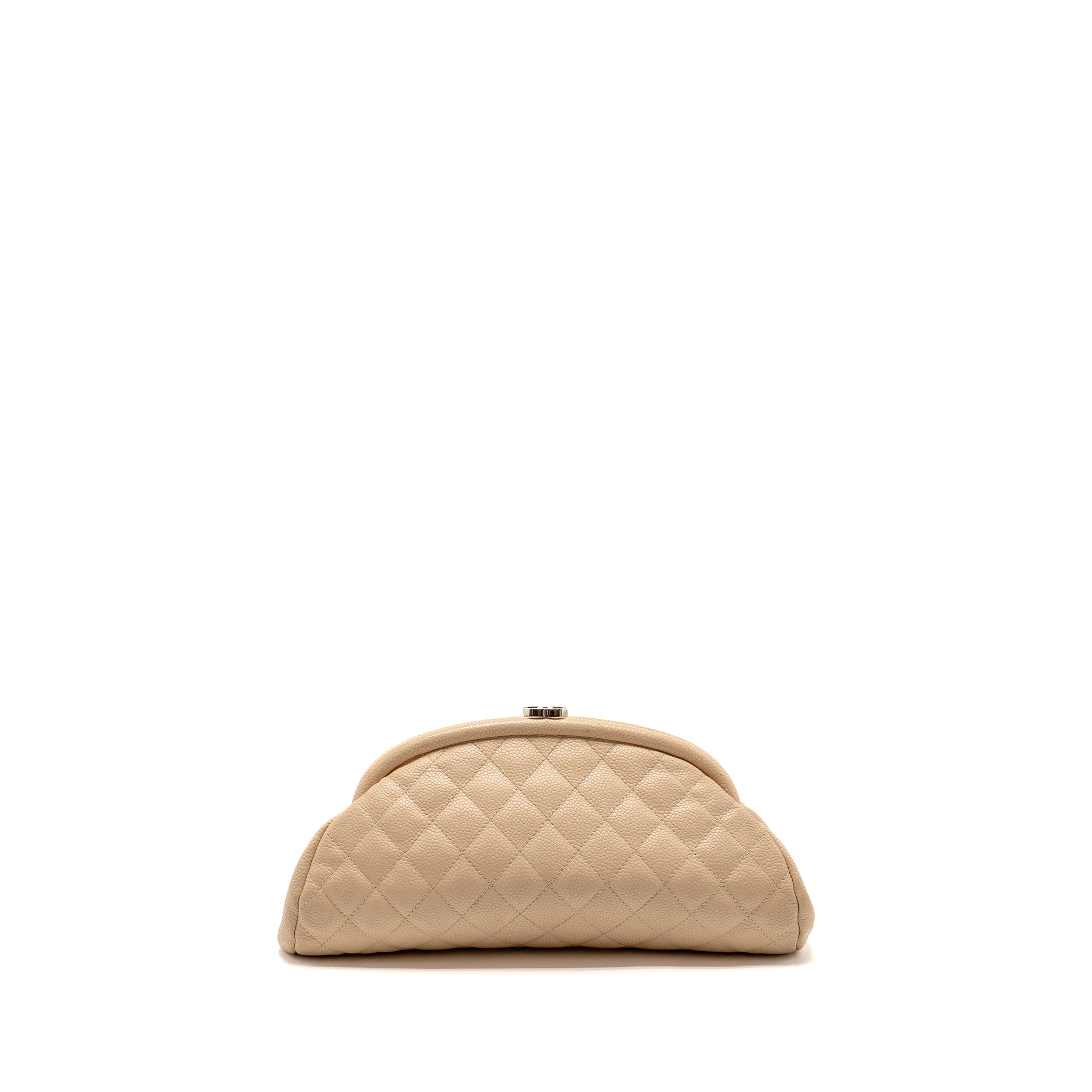 CHANEL TIMELESS KISSLOCK CLUTCH CAVIAR BEIGE SHW