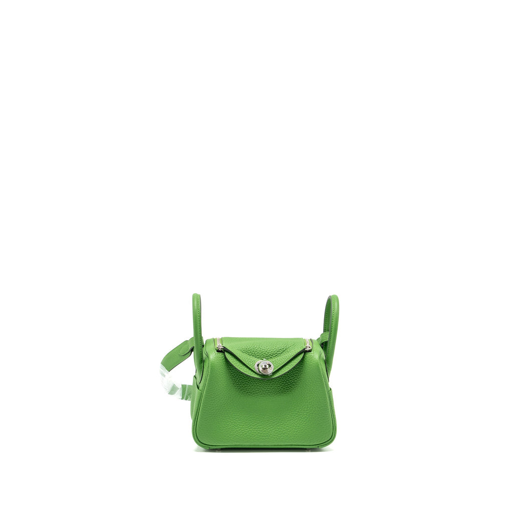 HERMES MINI LINDY CLEMENCE VERT YUCCA SHW