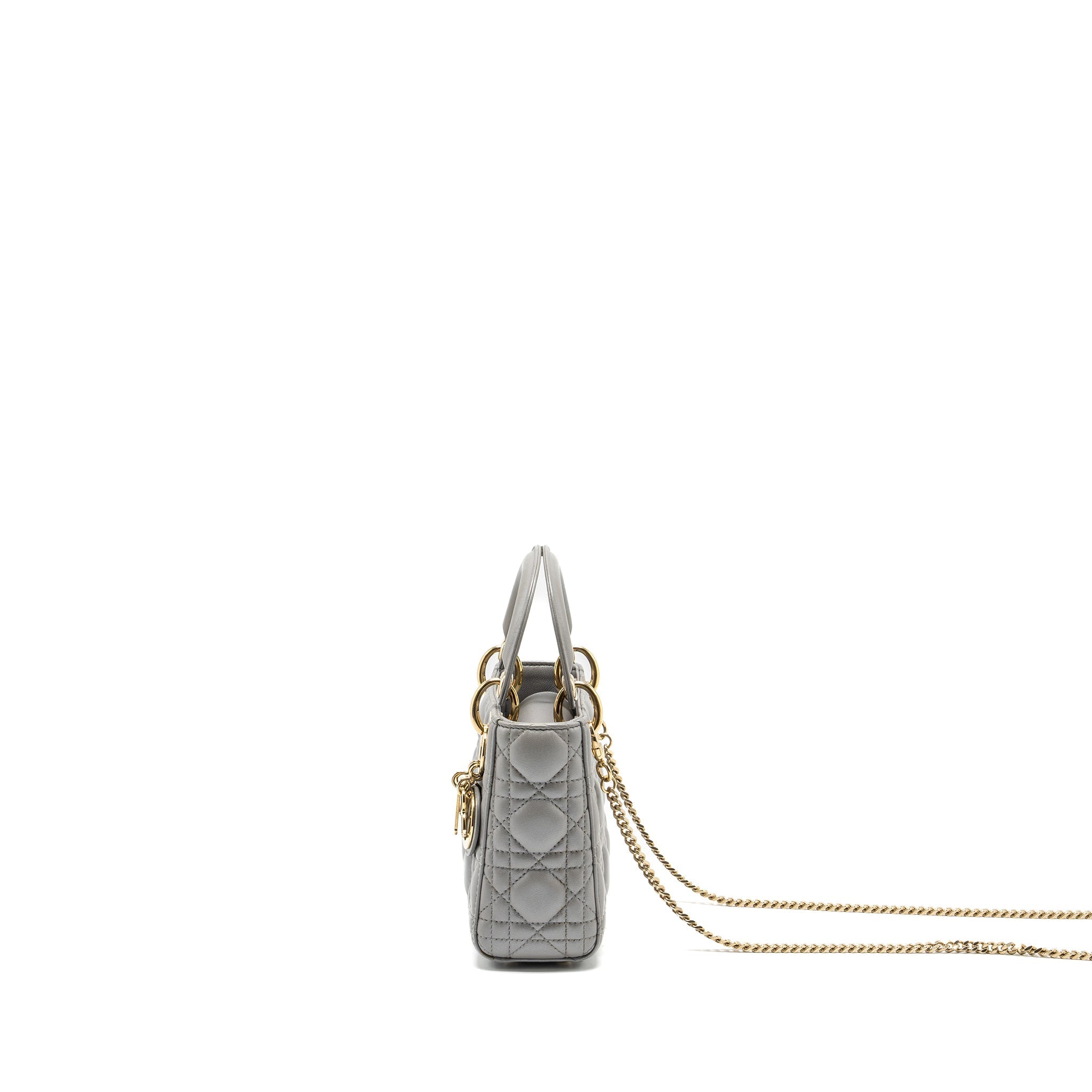 DIOR MINI LADY DIOR LAMBSKIN GREY LGHW