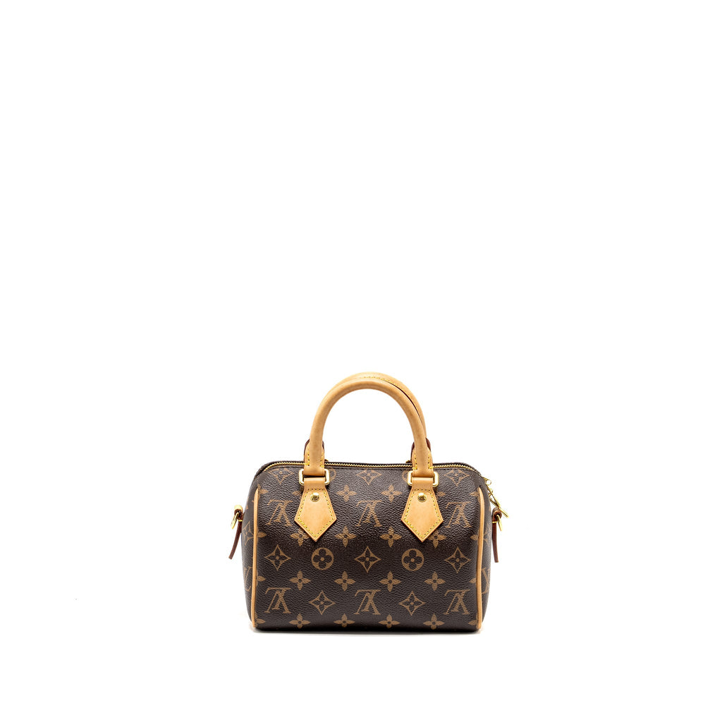 LOUIS VUITTON SPEEDY BANDOULIERE 20 MONOGRAM CANVAS WITH BLACK STRAP GHW