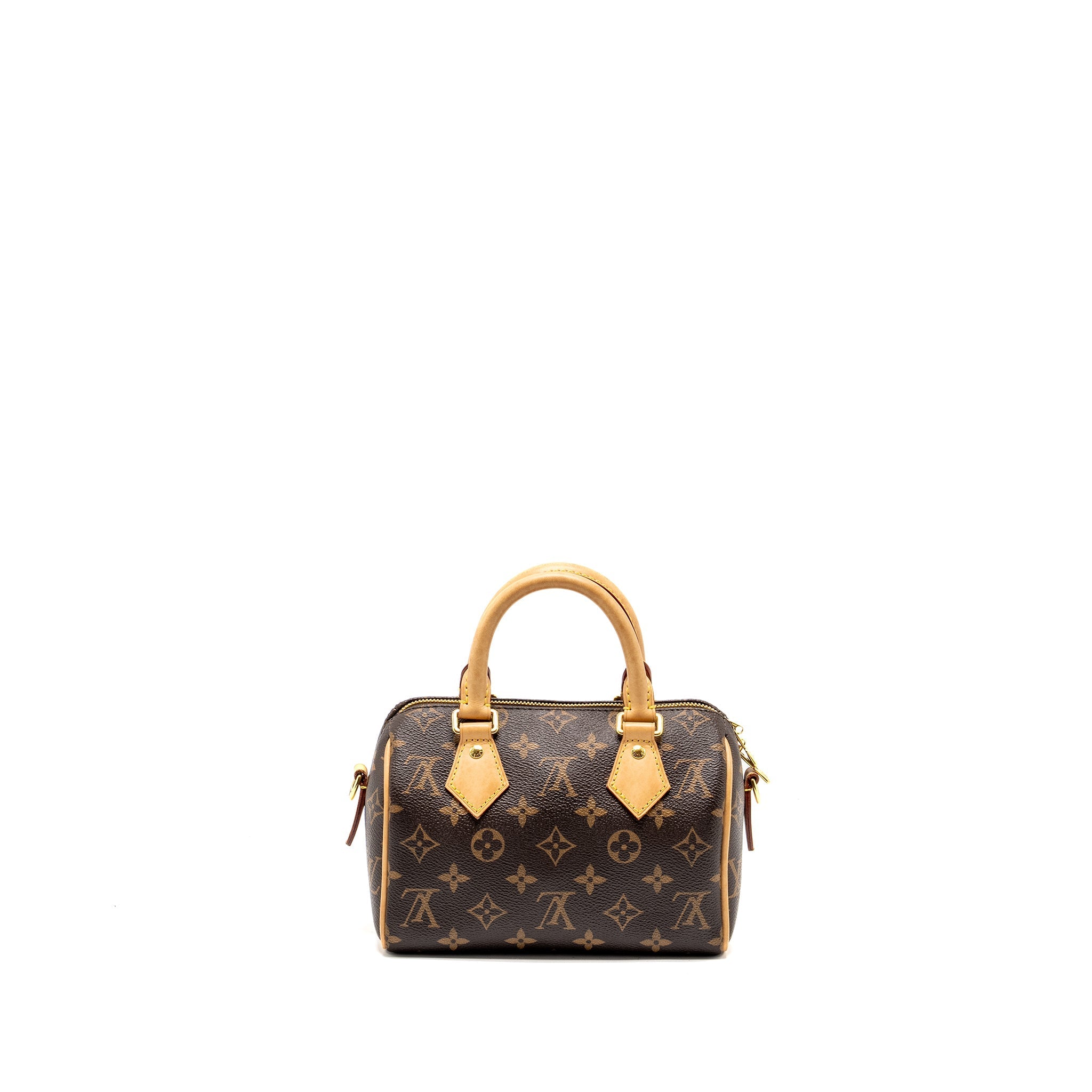 LOUIS VUITTON SPEEDY BANDOULIERE 20 MONOGRAM CANVAS WITH BLACK STRAP GHW