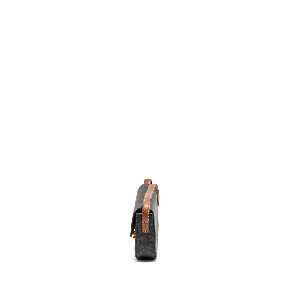 CELINE TRIOMPHE SHOUDER BAG TRIOMPHE CANVAS / CALFSKIN TAN GHW