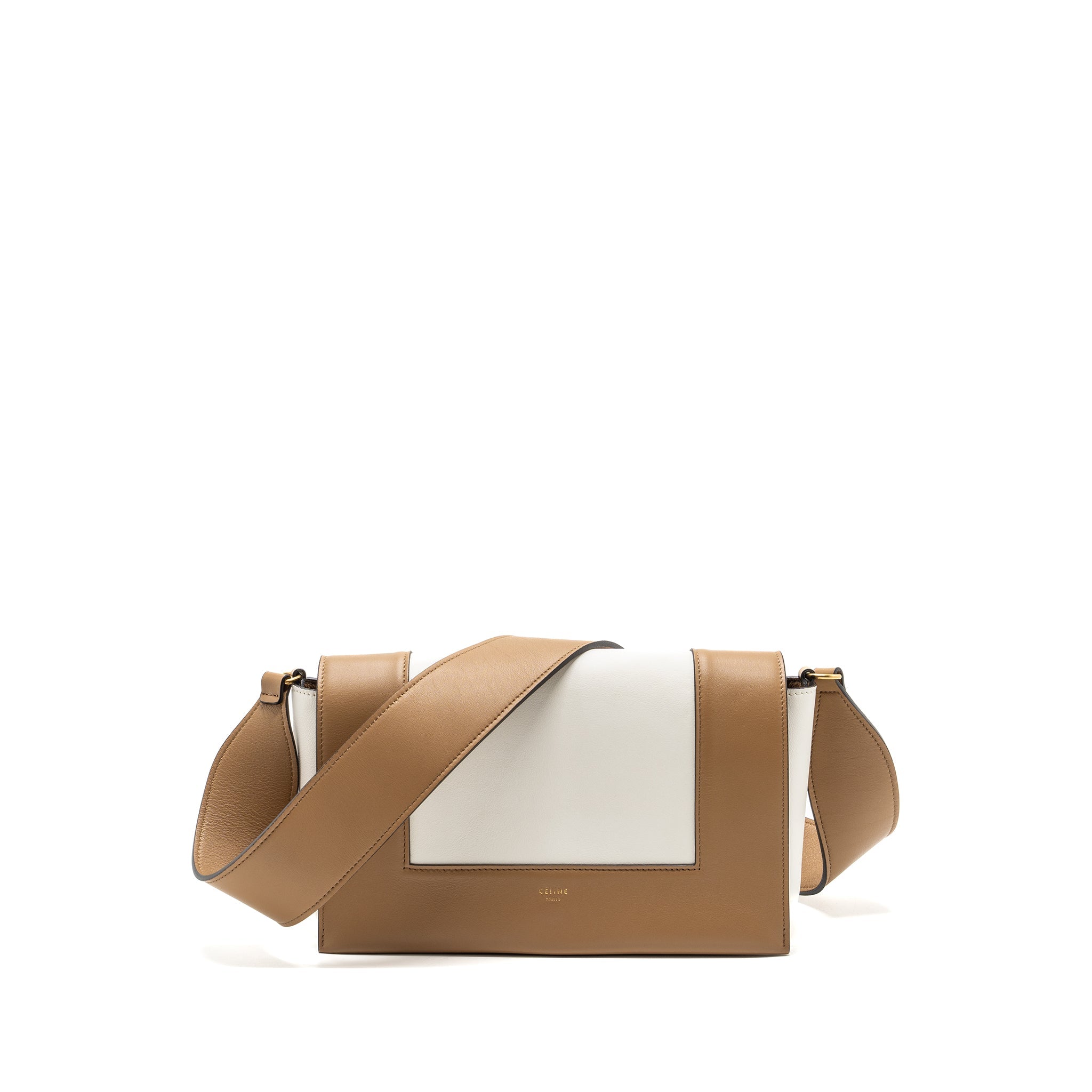 CELINE FRAME BAG CALFSKIN WHITE/BROWN GHW