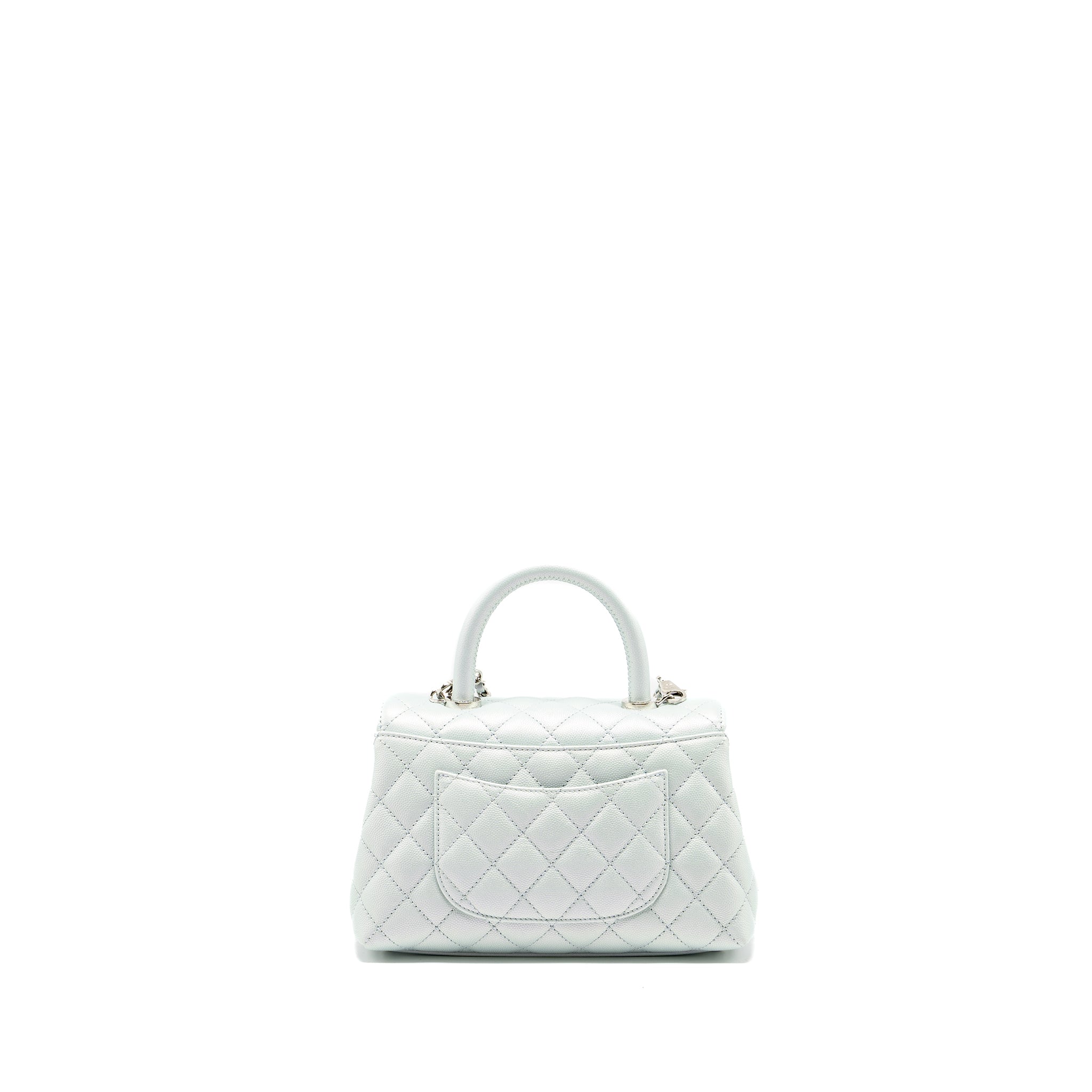 CHANEL SMALL COCO HANDLE CAVIAR IRIDESCENT LIGHT BLUE MULTICOLOUR HARDWARE (MICROCHIP)