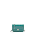 CHANEL BOY WALLET ON CHAIN PATENT GREEN SHW