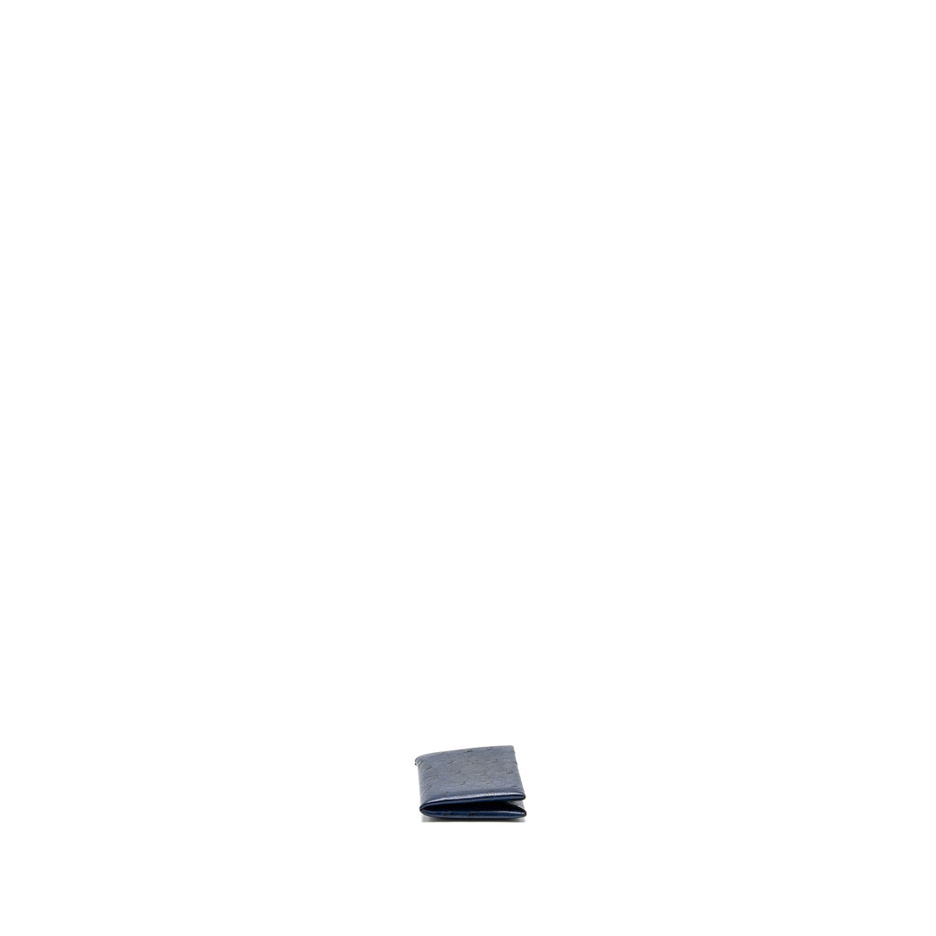 HERMES CALVI CARDHOLDER OSTRICH NAVY SHW
