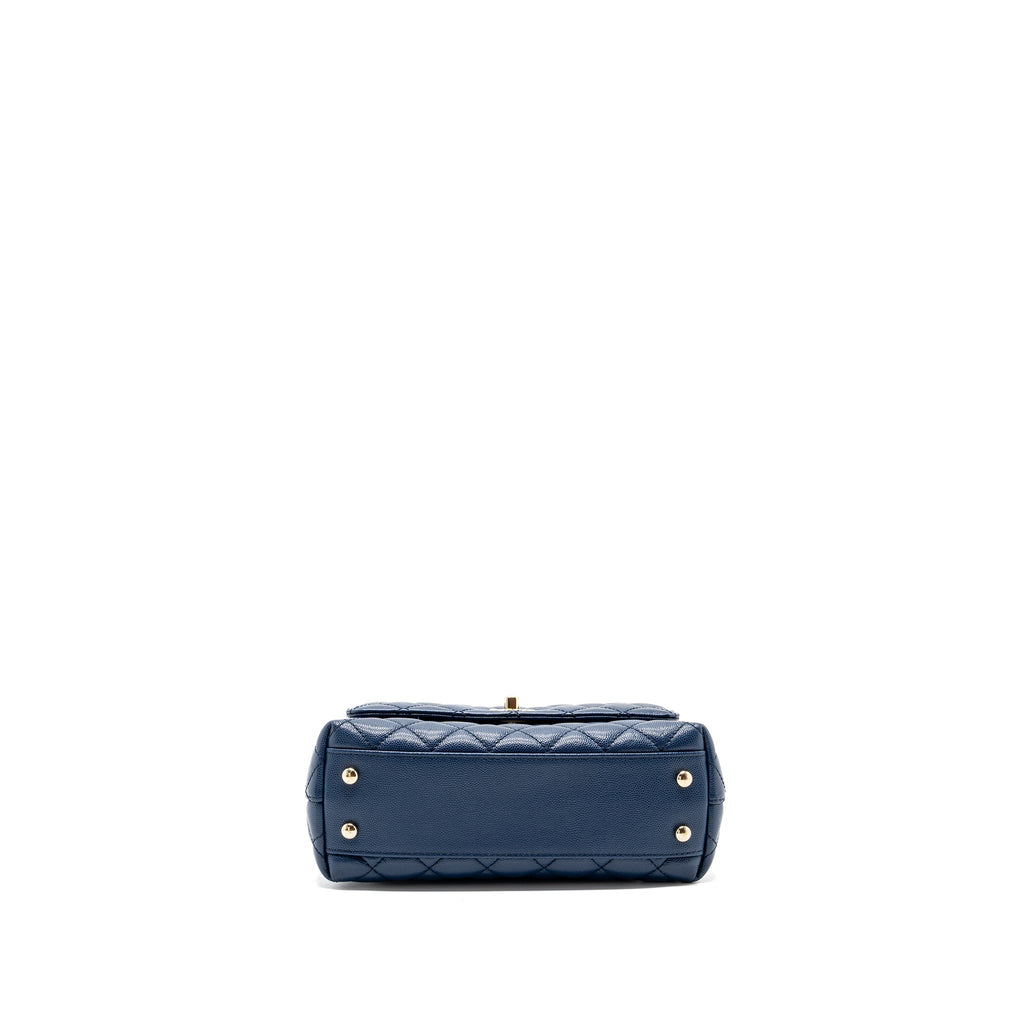 CHANEL SMALL COCO HANDLE WITH LIZARD EMBOSSED HANDLE CAVIAR NAVY LGHW(MICROCHIP)