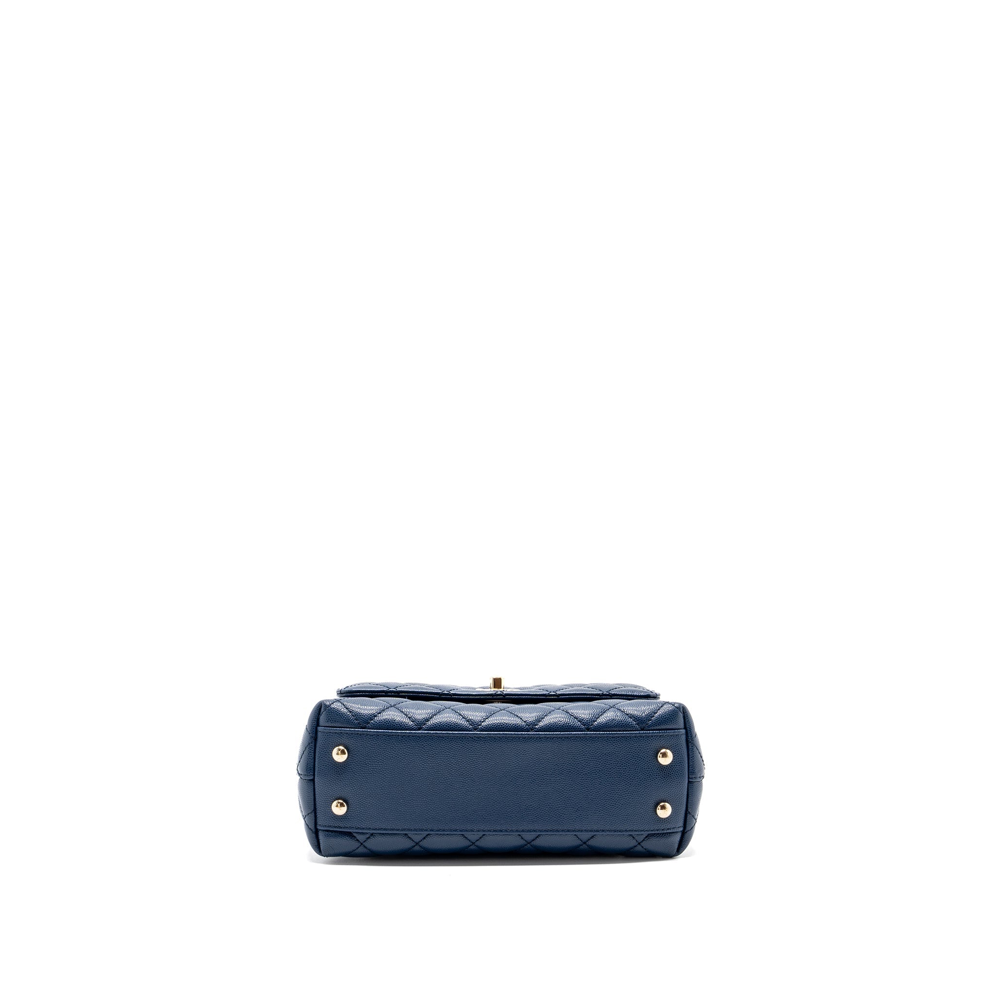 CHANEL SMALL COCO HANDLE WITH LIZARD EMBOSSED HANDLE CAVIAR NAVY LGHW(MICROCHIP)