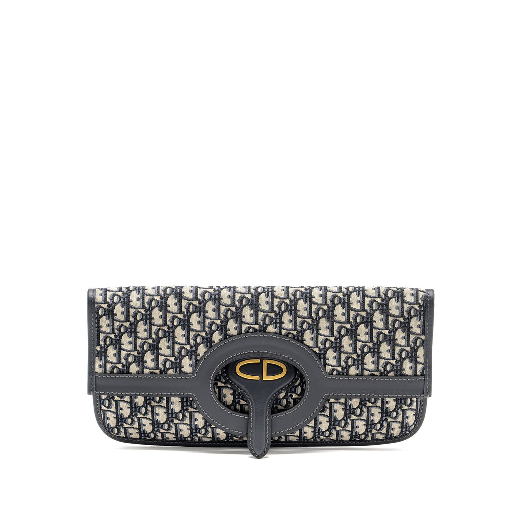 DIOR FOLDER CLUTCH BLUE DIOR OBLIQUE CANVAS/LEATHER GHW