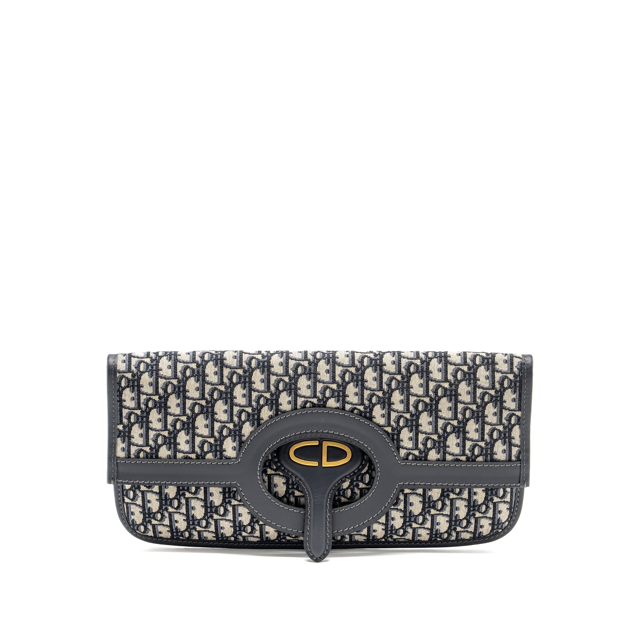 DIOR FOLDER CLUTCH BLUE DIOR OBLIQUE CANVAS/LEATHER GHW