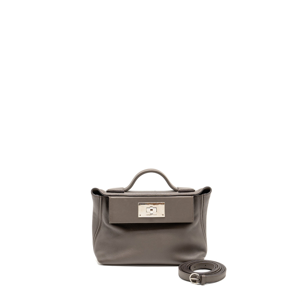 HERMES MINI 2424 24/24-21 BAG EVERCOLOR / SWIFT GRIS ETAIN SHW