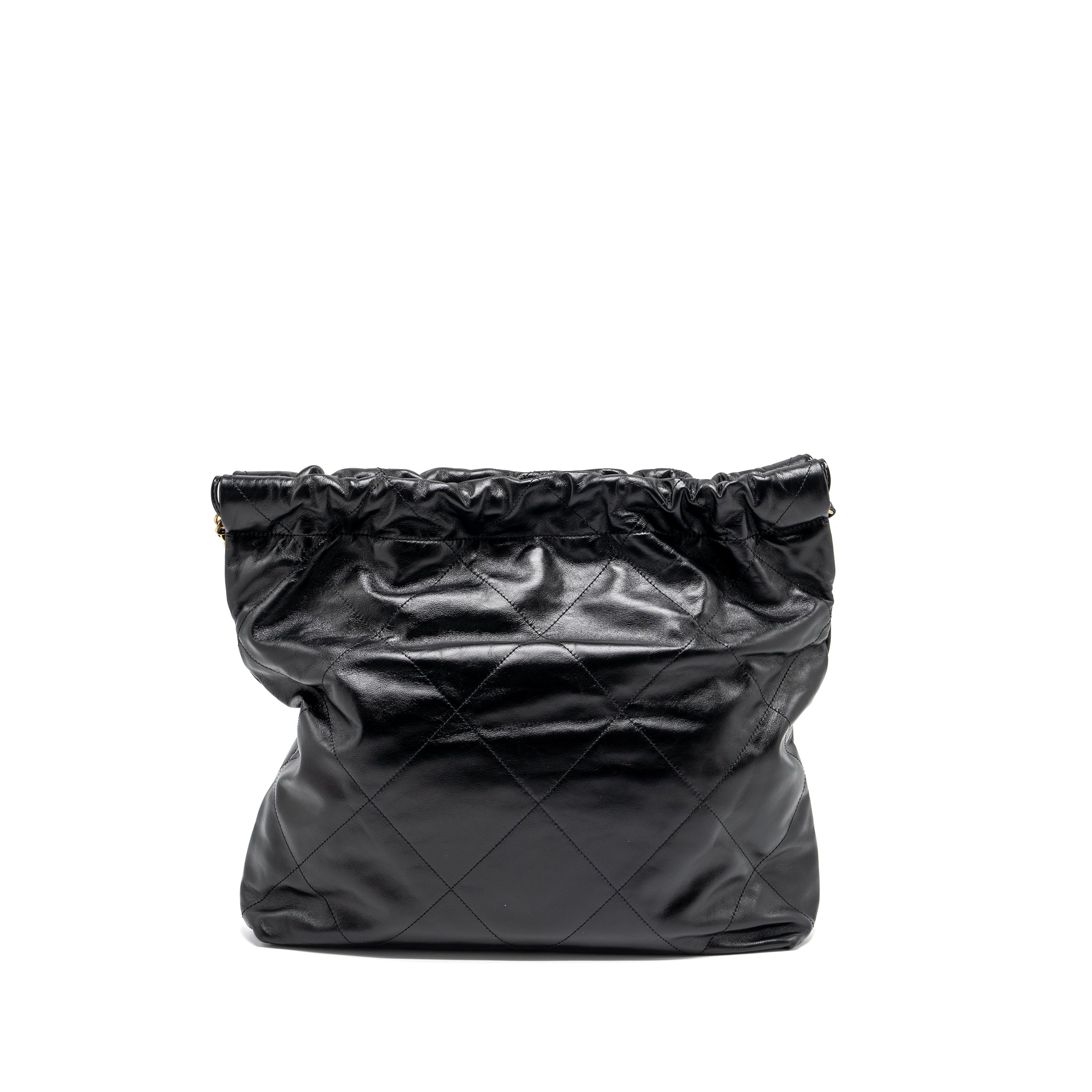 CHANEL MEDIUM 22 BAG SHINY CALFSKIN BLACK GHW (MICROCHIP)
