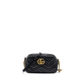GUCCI GG MARMONT SMALL MATELASSE SHOULDER BAG CALFSKIN BLACK GHW