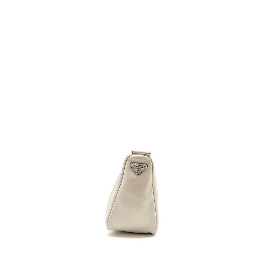PRADA TRIANGLE SHOULDER BAG LEATHER WHITE SHW