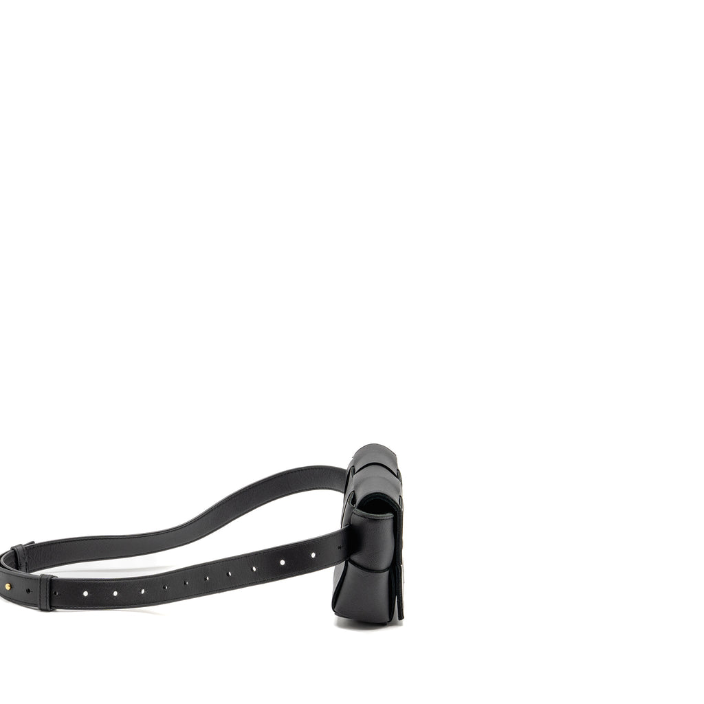 BOTTEGA VENETA CASSETTE BELT BAG LAMBSKIN BLACK GHW