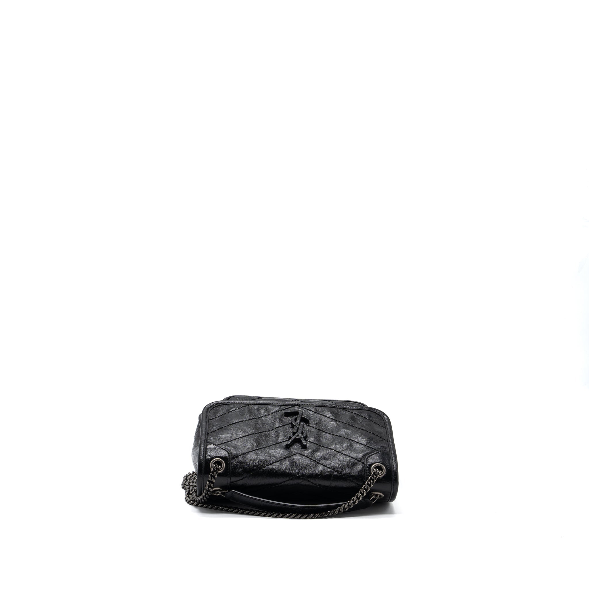 SAINT LAURENT/YSL NIKI BABY BAG VINTAGE CALFSKIN BLACK RUTHENIUM HARDWARE