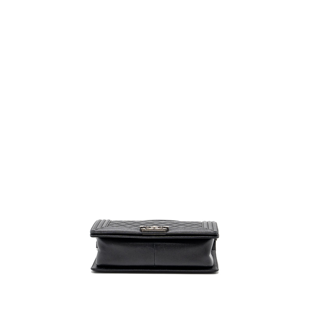 CHANEL MEDIUM BOY BAG CAVIAR BLACK RUTHENIUM HARDWARE