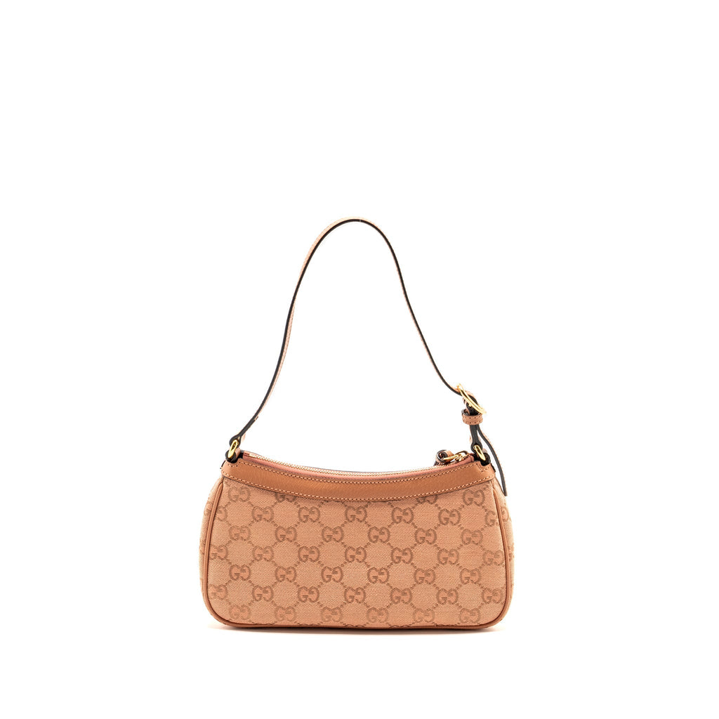 GUCCI SMALL OPHIDIA HOBO BAG GG SUPREME CANVAS PINK LGHW