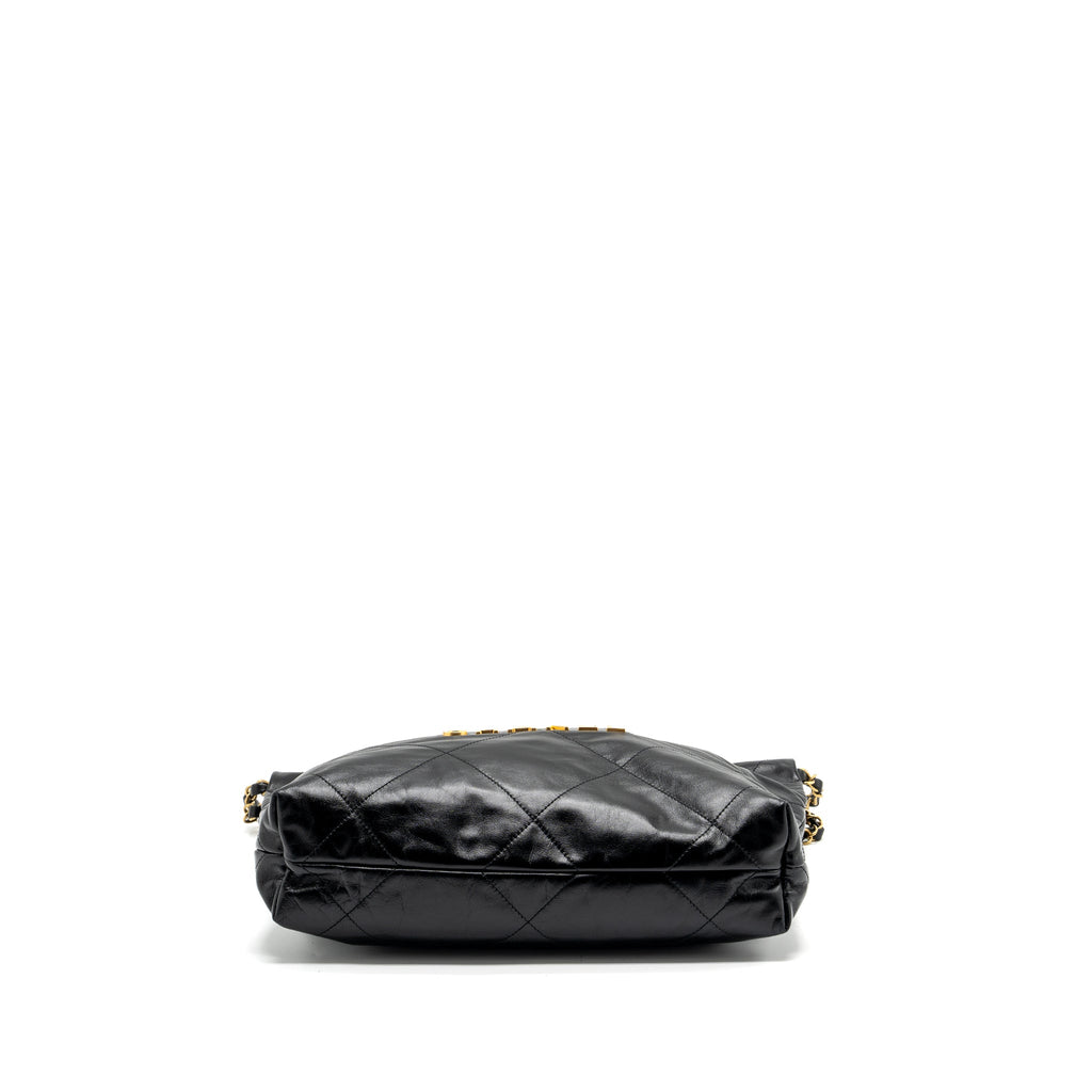 CHANEL SMALL 22 BAG CALFSKIN BLACK WITH GHW (MICROCHIP)
