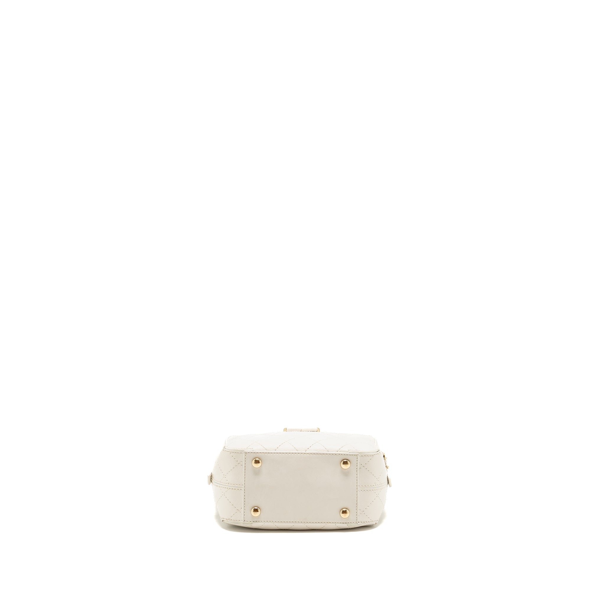 CHANEL MINI CAMERA BAG WITH CHAIN CALFSKIN WHITE LGHW