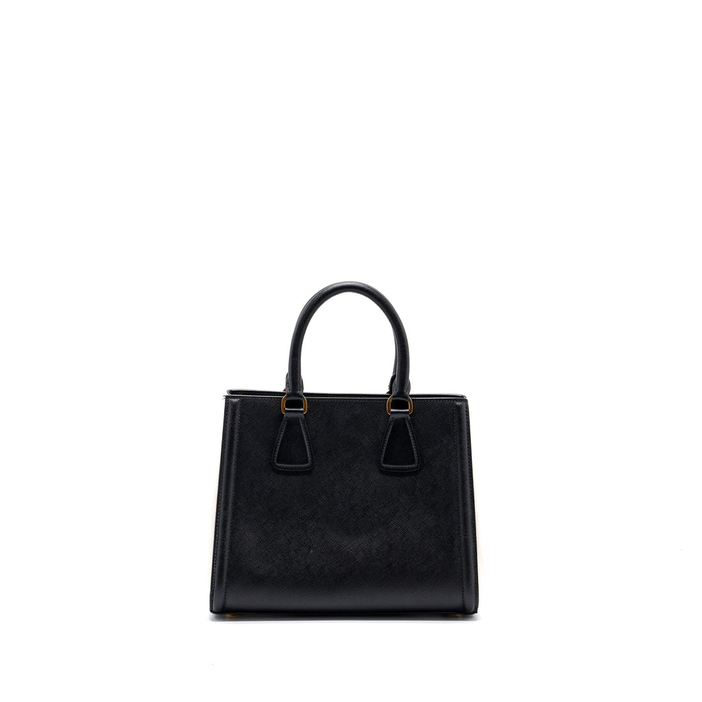 PRADA TOTE BAG SAFFIANO CALFSKIN BLACK / WHITE GHW