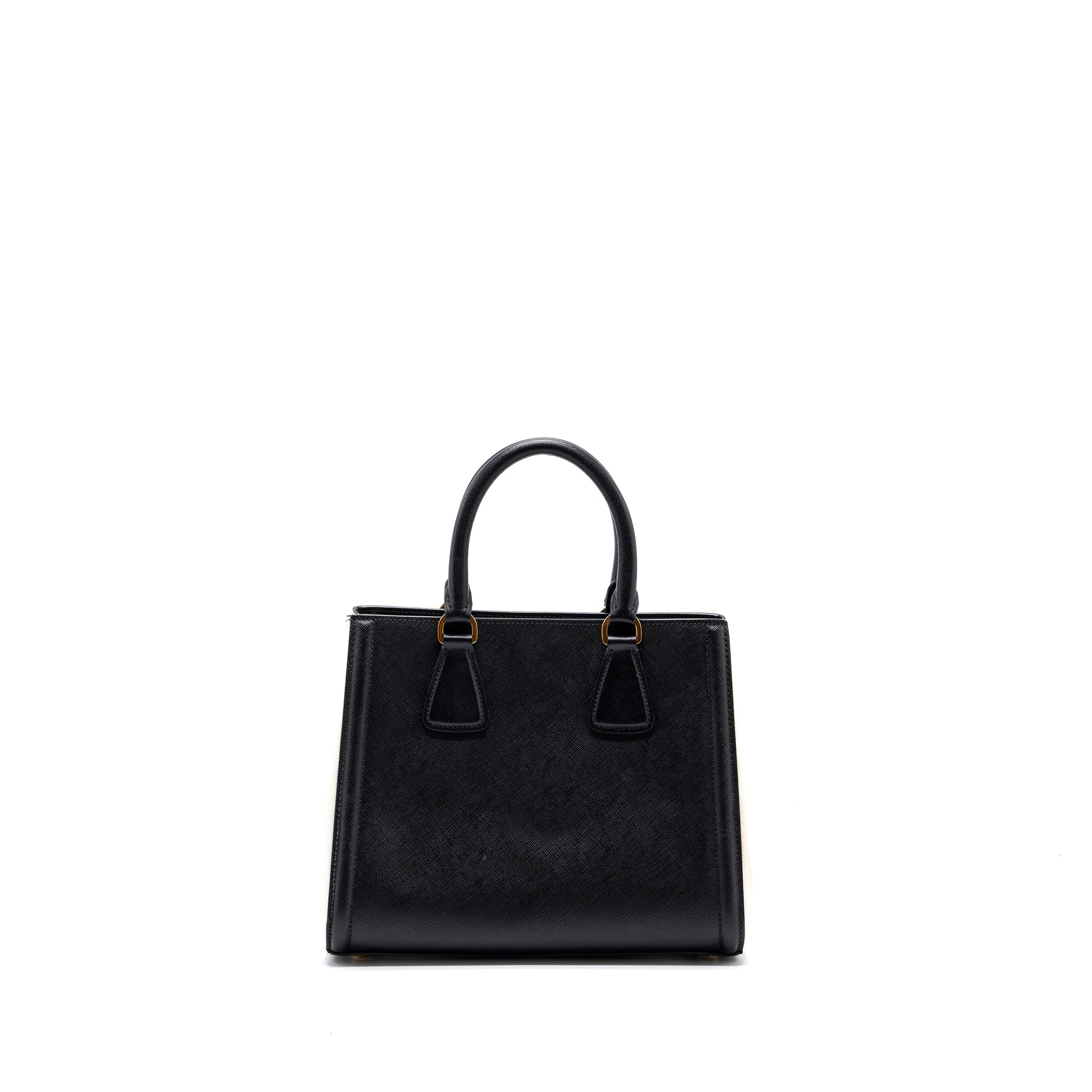 PRADA TOTE BAG SAFFIANO CALFSKIN BLACK / WHITE GHW
