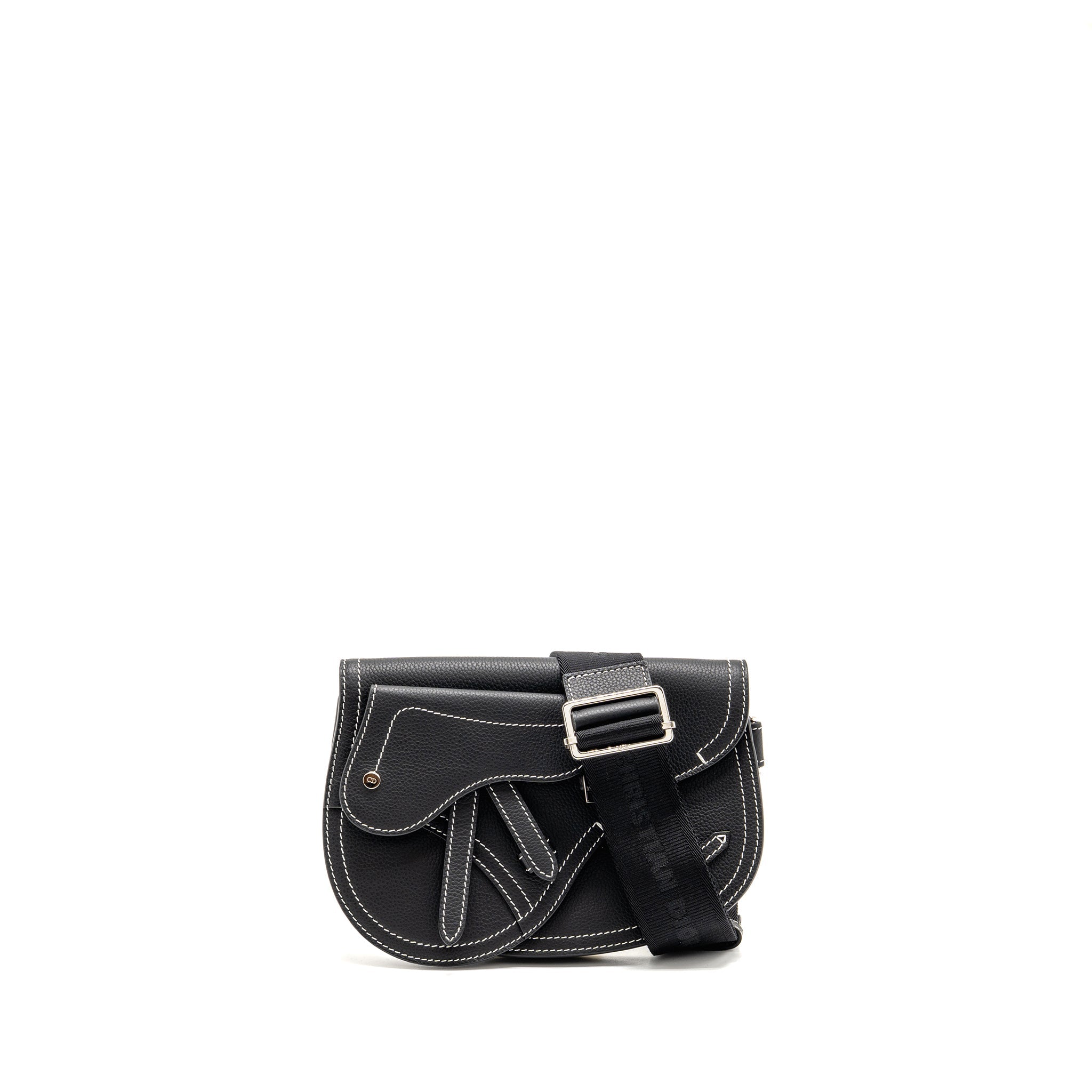 DIOR X KAWS POUCH SADDLE BAG LEATHER BLACK SHW