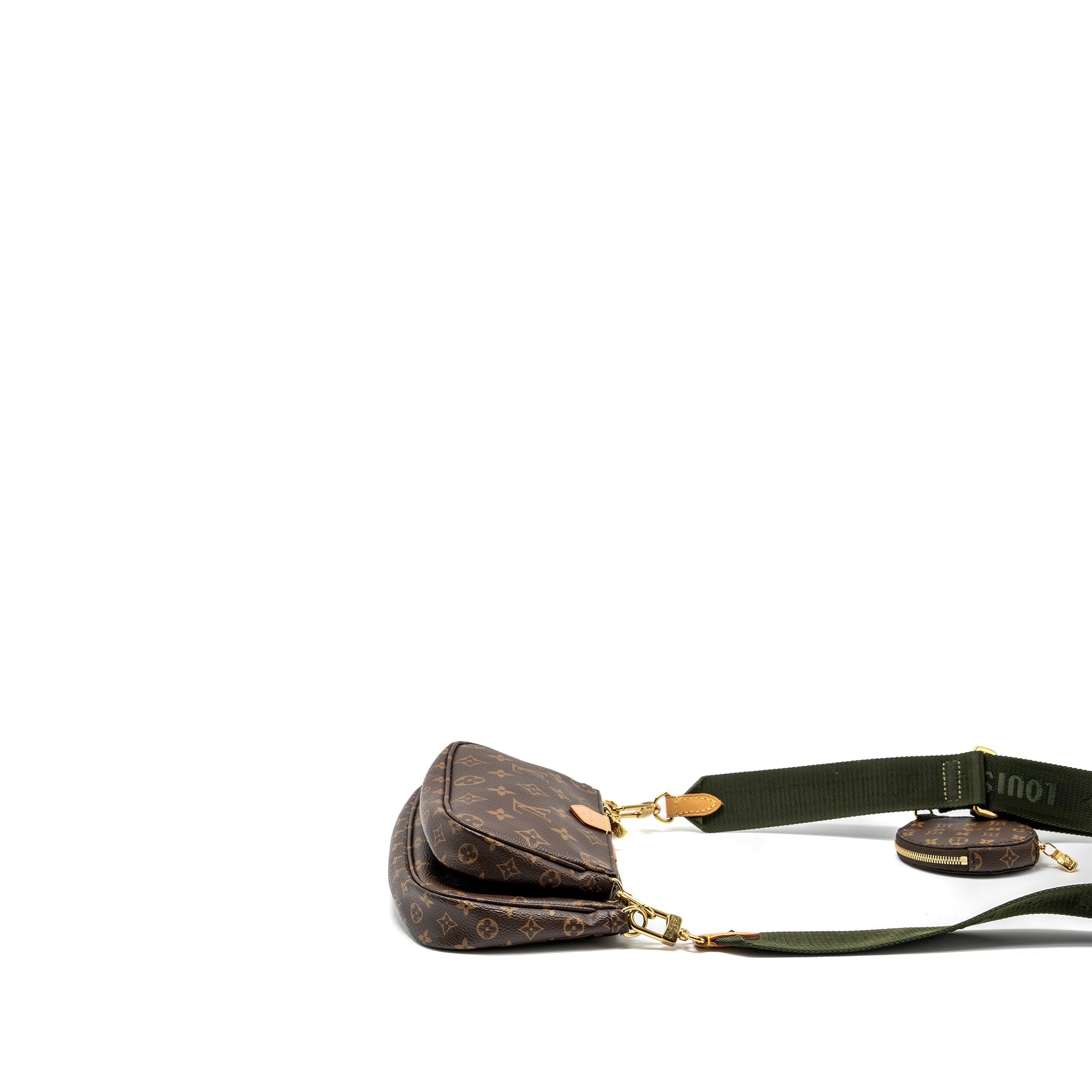 LOUIS VUITTON MULTI POCHETTE MONOGRAM CANVAS / KHAKI STRAP GHW