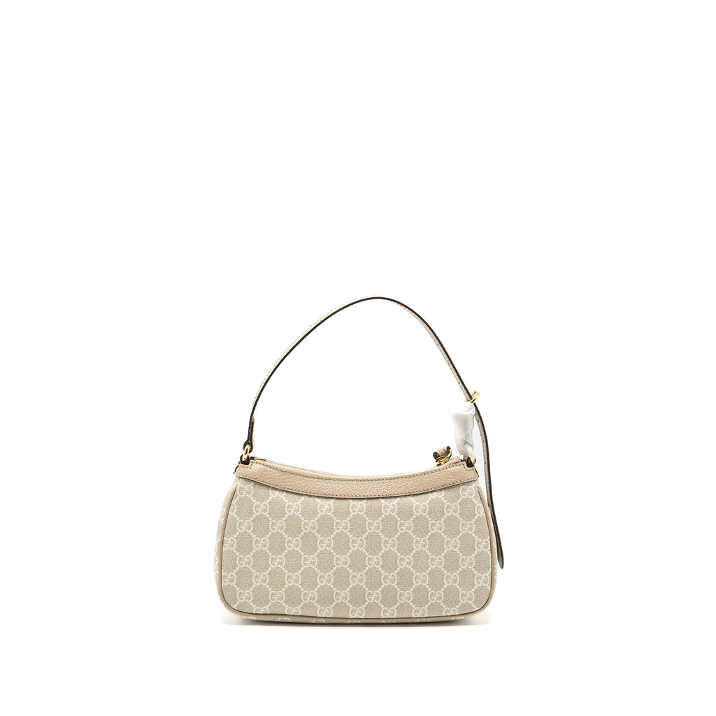 GUCCI OPHIDIA SMALL HANDBAG GG SUPREME CANVAS BEIGE/WHITE GHW