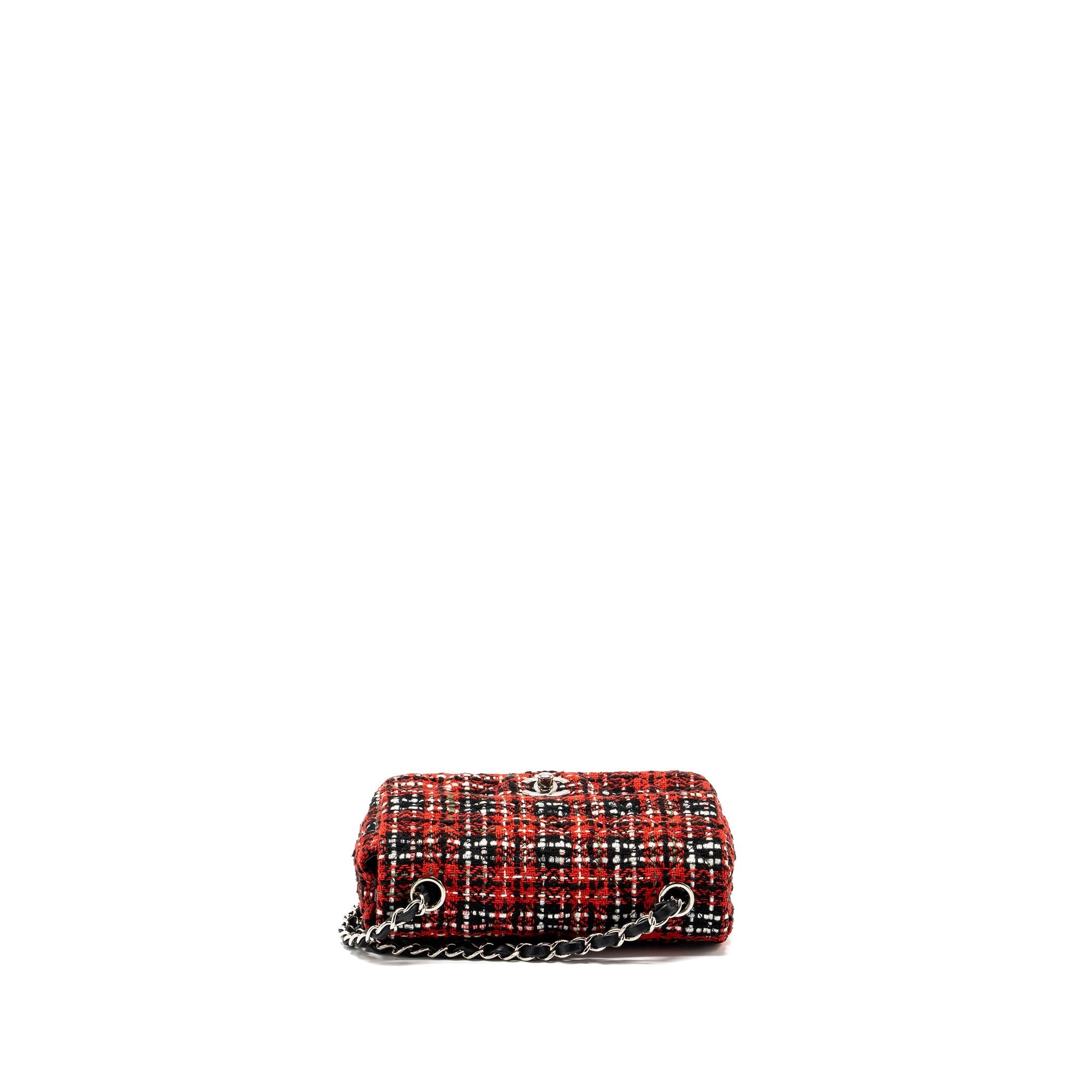CHANEL MINI RECTANGULAR FLAP BAG TWEED RED / BLACK MULTICOLOUR SHW
