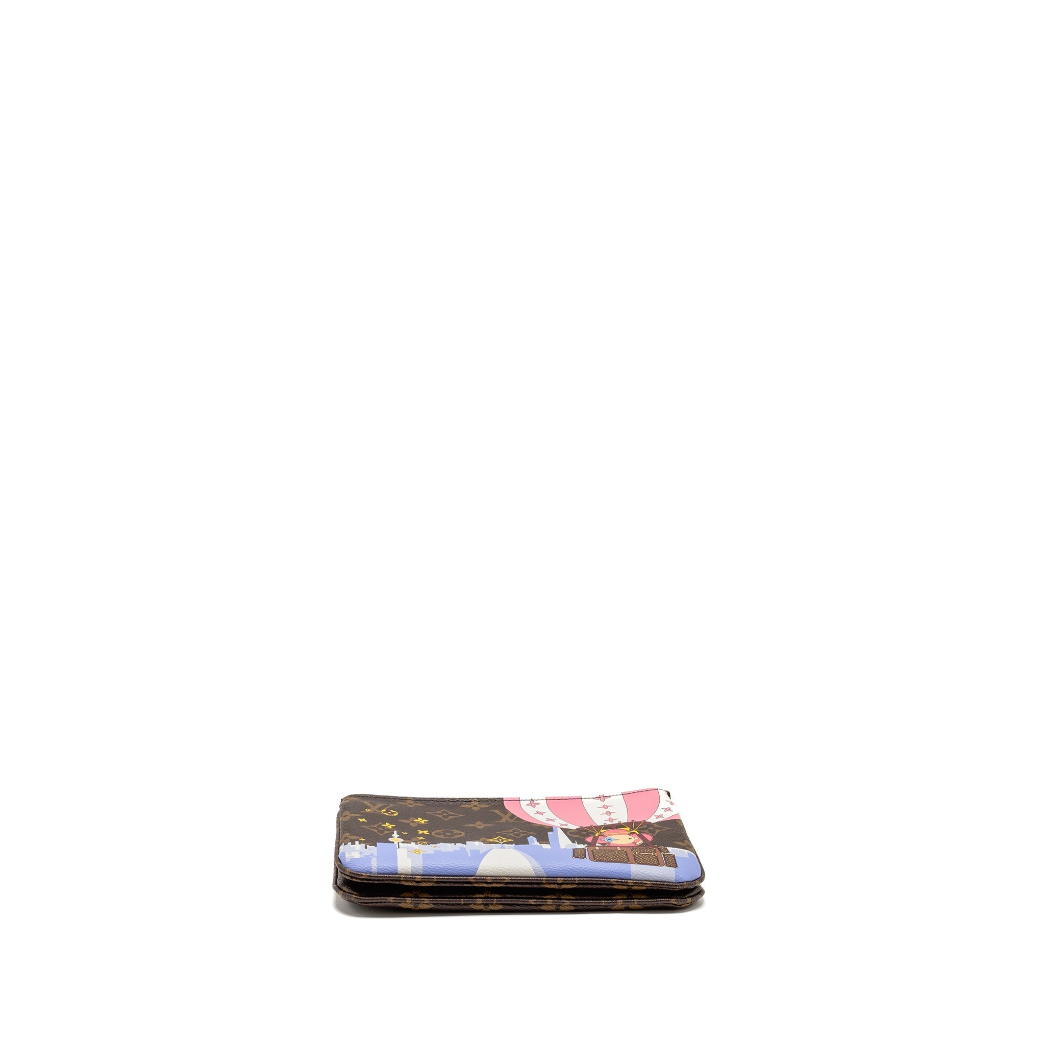 LOUIS VUITTON DOUBLE ZIP CLUTCH WITH CHAIN VIVIEN HOLIDAY PRINTED MONOGRAM CANVAS GHW