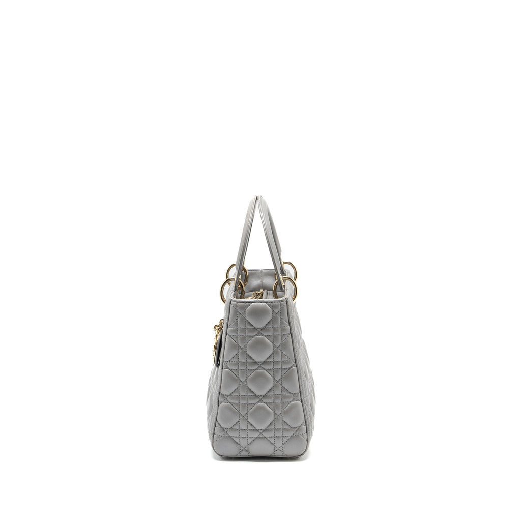 DIOR MEDIUM LADY DIOR LAMBSKIN GREY GHW