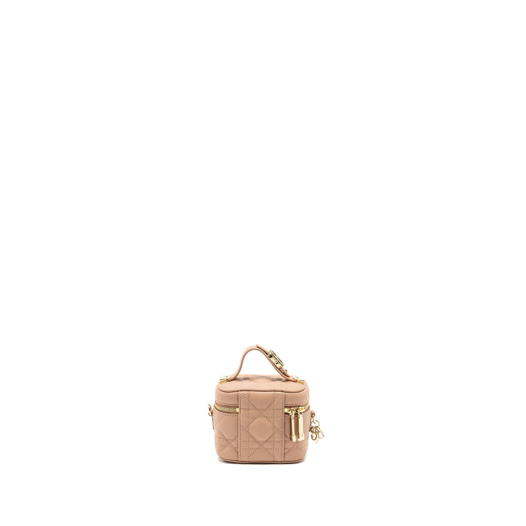 DIOR MICRO LADY DIOR VANITY CASE LAMBSKIN DARK BEIGE LGHW