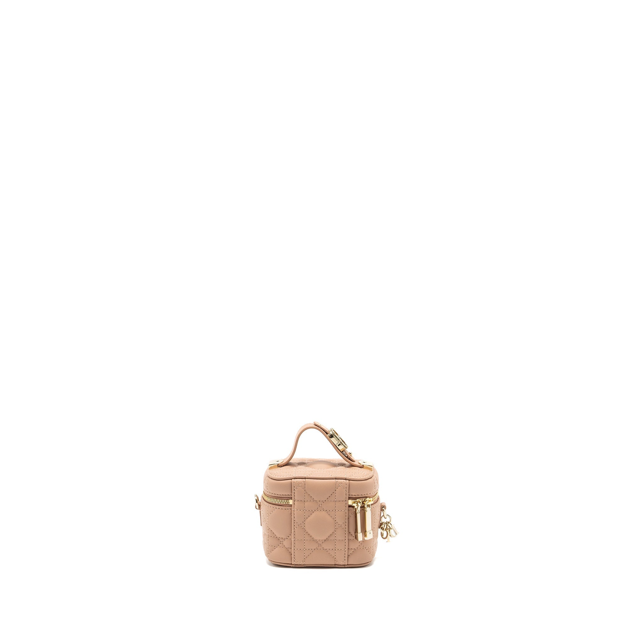 DIOR MICRO LADY DIOR VANITY CASE LAMBSKIN DARK BEIGE LGHW