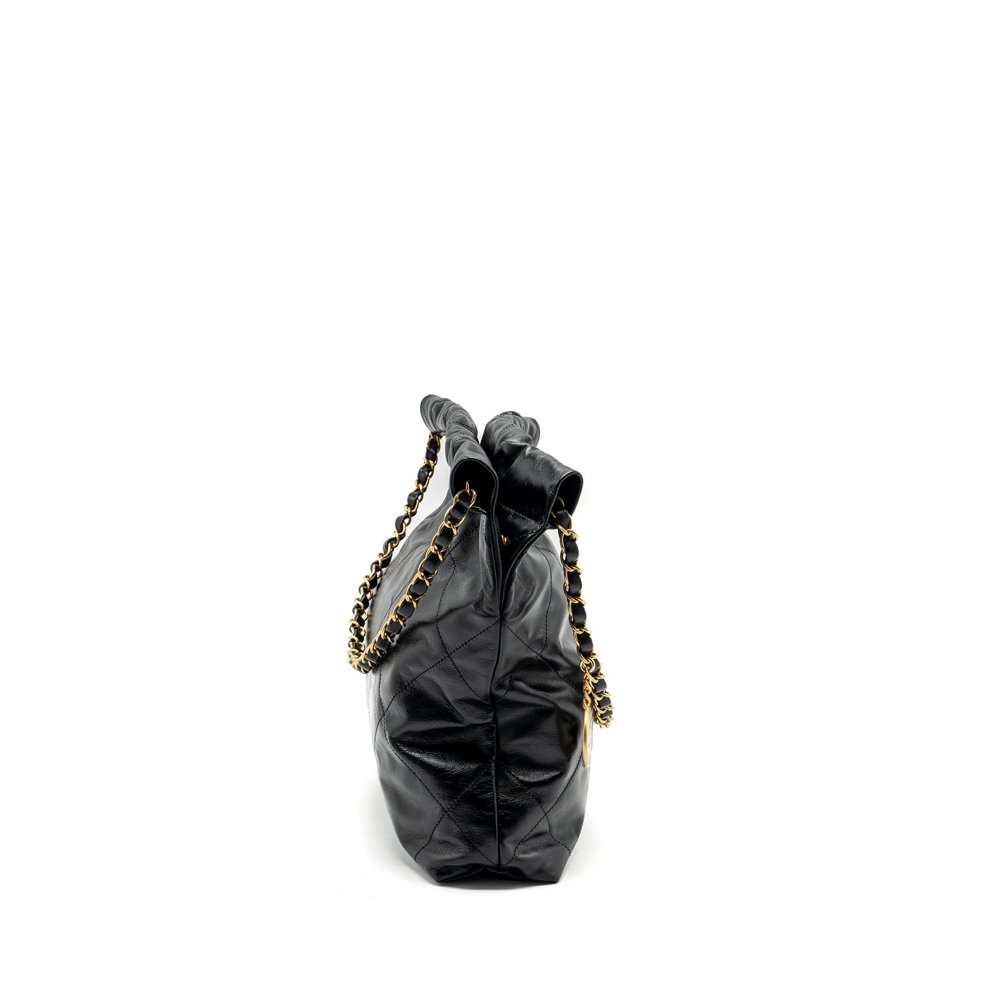 CHANEL SMALL 22 BAG CALFSKIN BLACK WITH GHW (MICROCHIP)