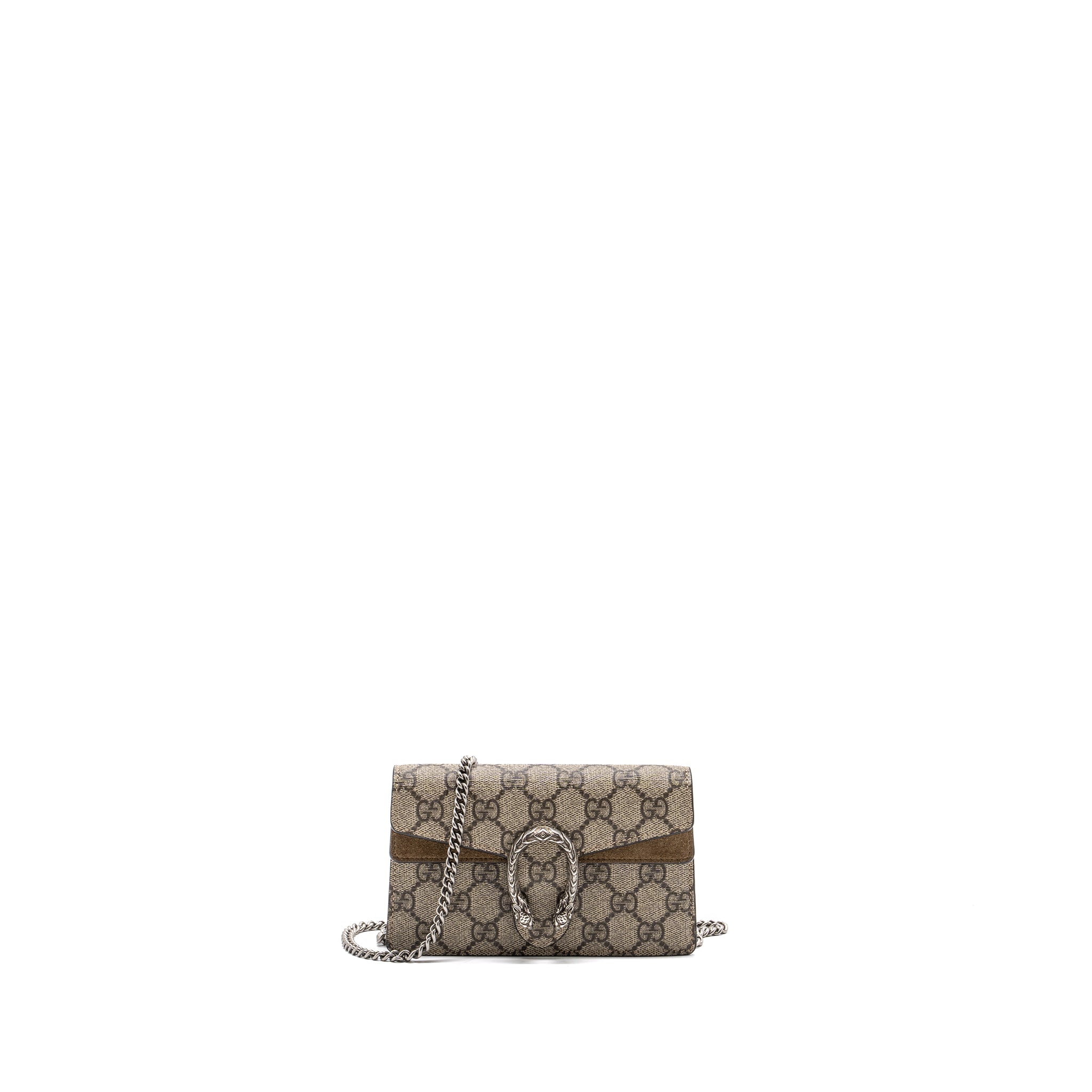 GUCCI DIONYSUS SUPER MINI GG SUPREME CANVAS/SUEDE RUTHENIUM SILVER HARDWARE