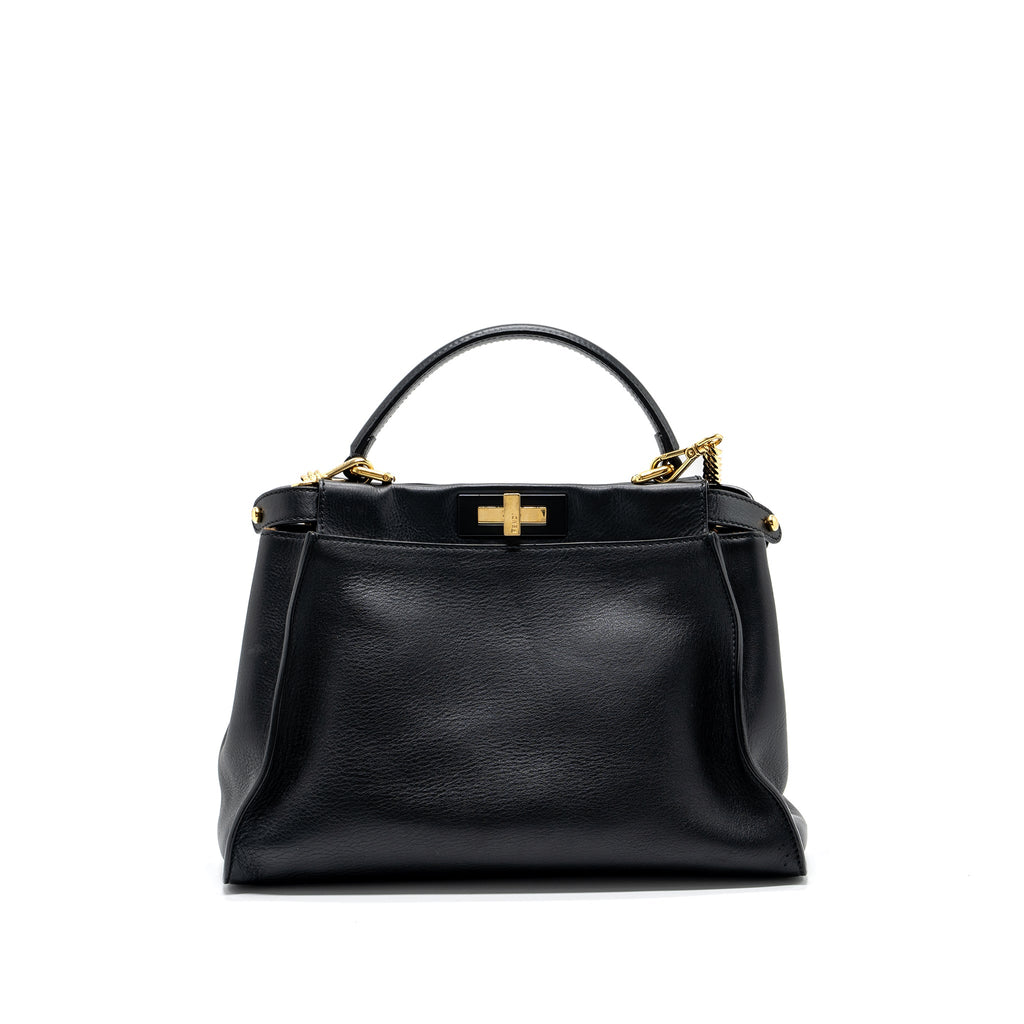FENDI MEDIUM PEEKABOO BAG LEATHER BLACK GHW