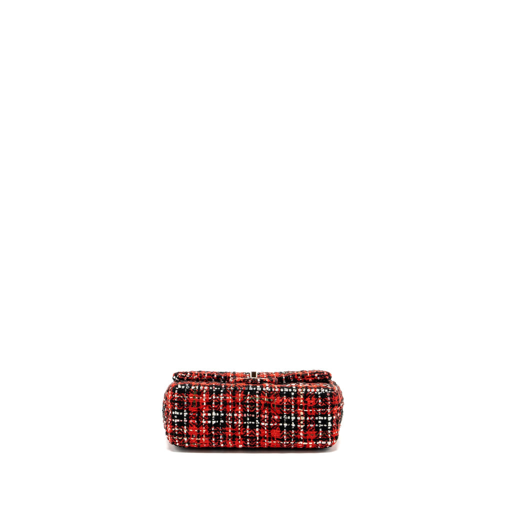 CHANEL MINI RECTANGULAR FLAP BAG TWEED RED / BLACK MULTICOLOUR SHW