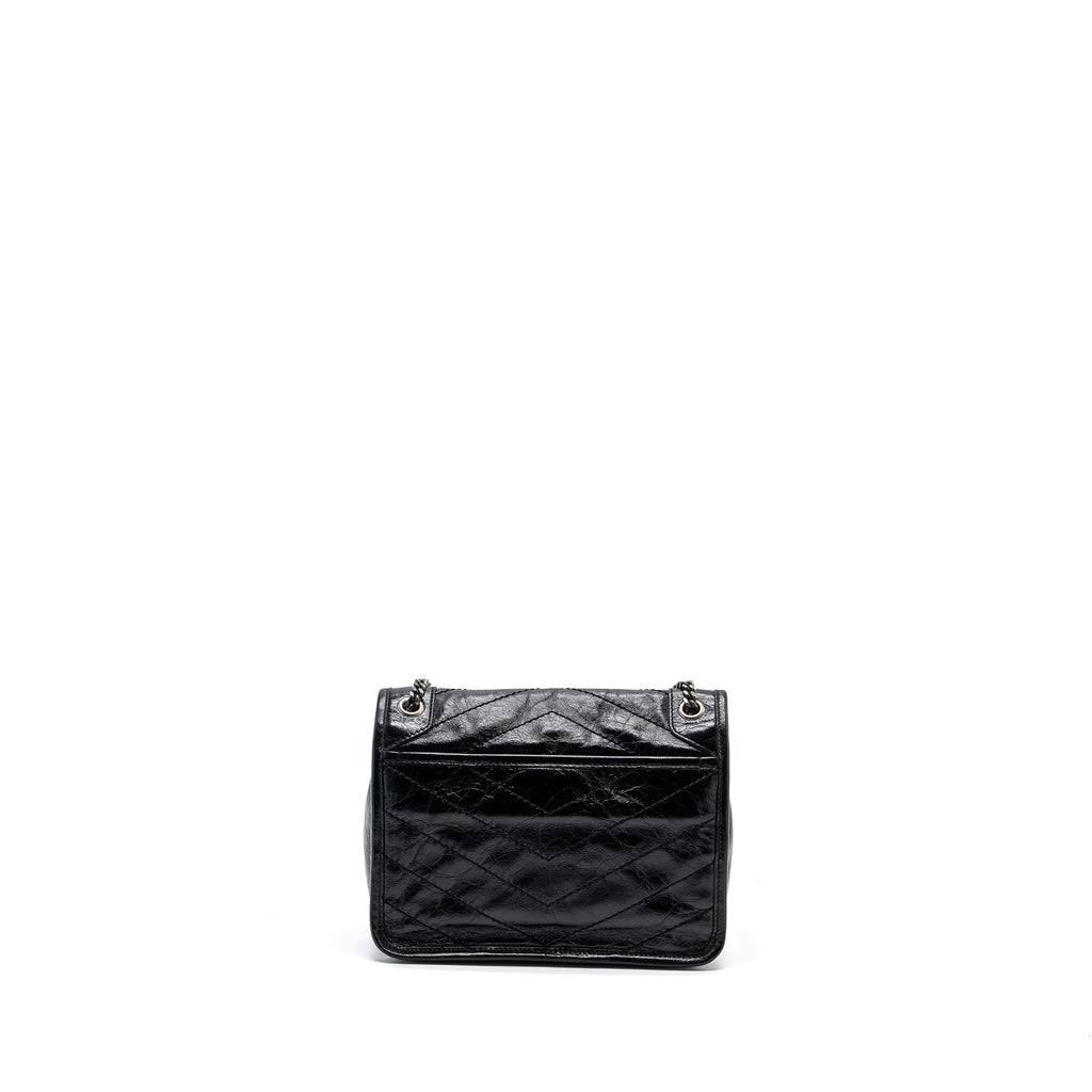 SAINT LAURENT/YSL NIKI BABY BAG VINTAGE CALFSKIN BLACK RUTHENIUM HARDWARE