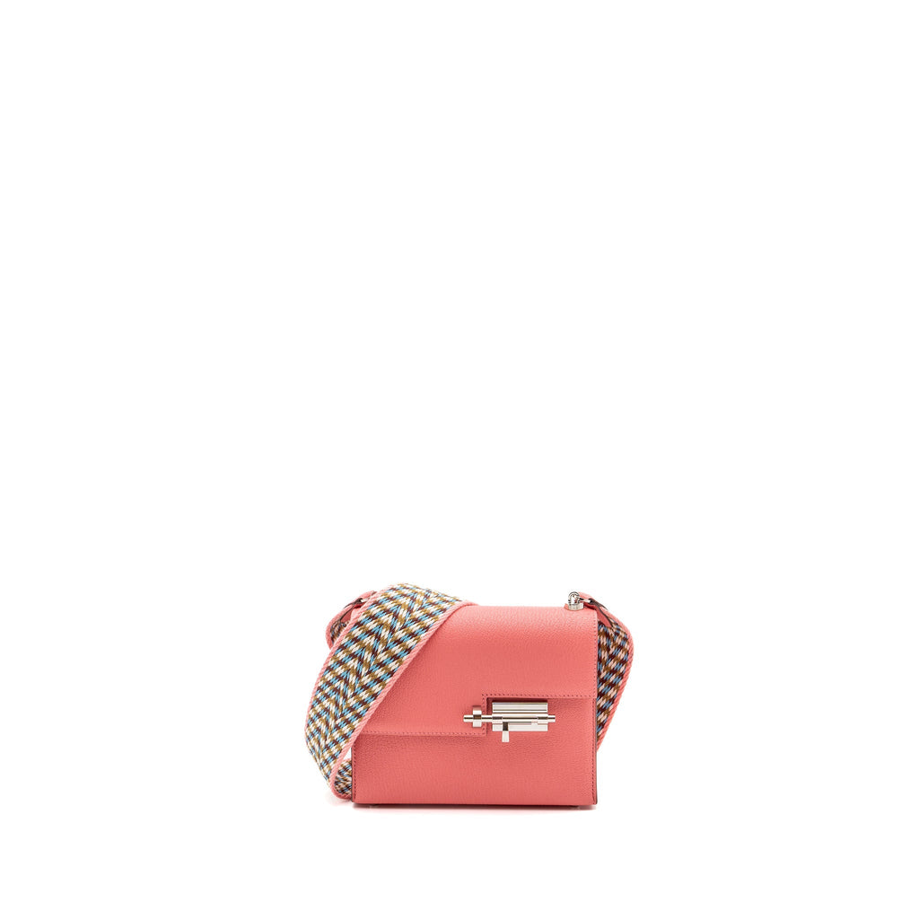 HERMES MINI VERROU CHEVRE MYSORE ROSE ETE MULTICOLOR STRAP SHW