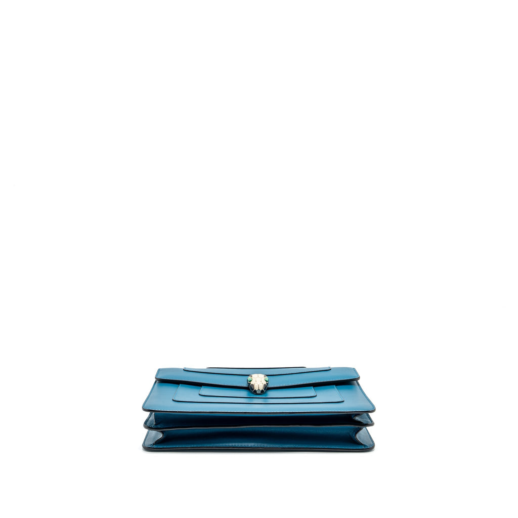 BVLGARI SERPENTI FOREVER FLAP BAG CALFSKIN BLUE GHW