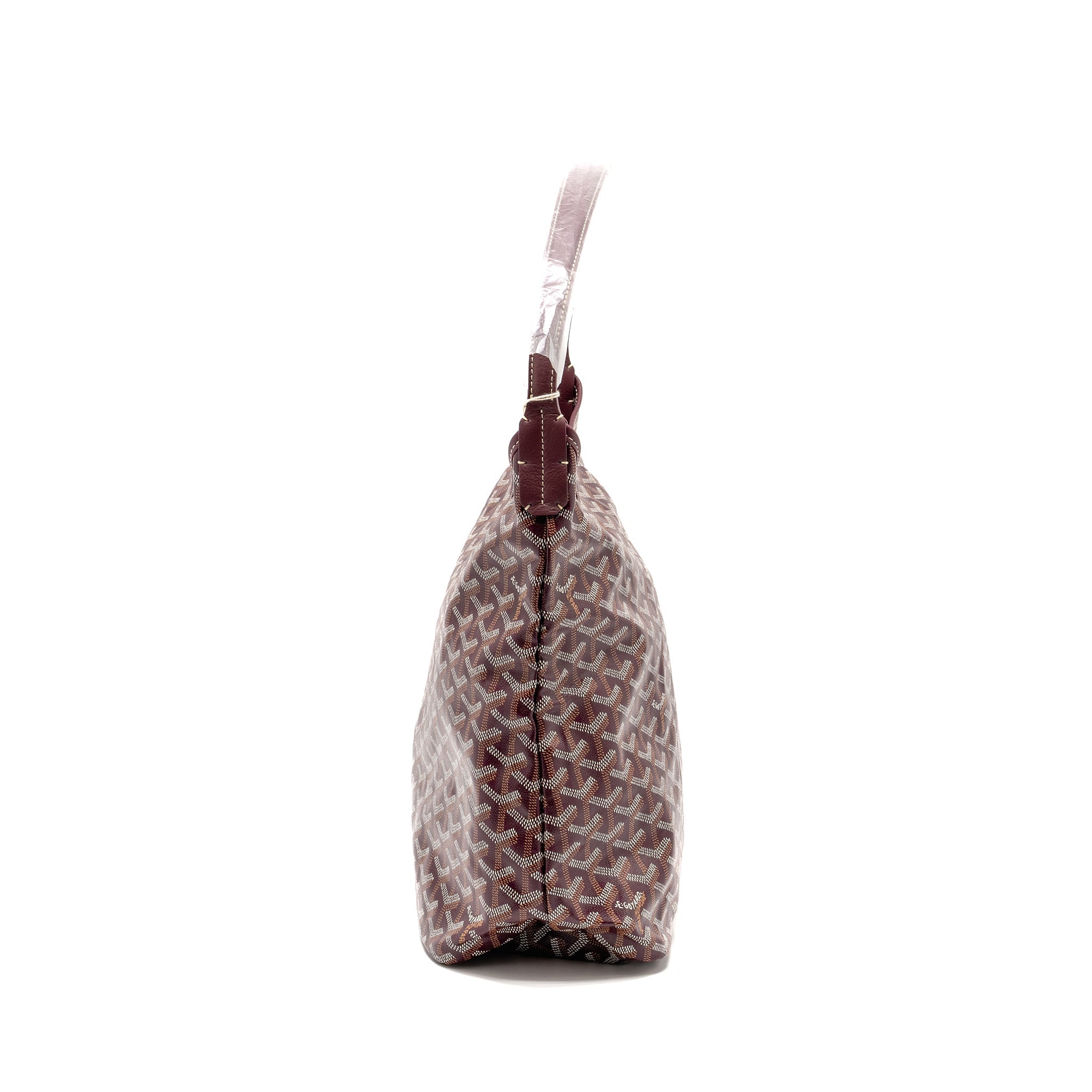 GOYARD BOHEME HOBO BAG GOYARDINE CANVAS/CALFSKIN BURGUNDY SHW