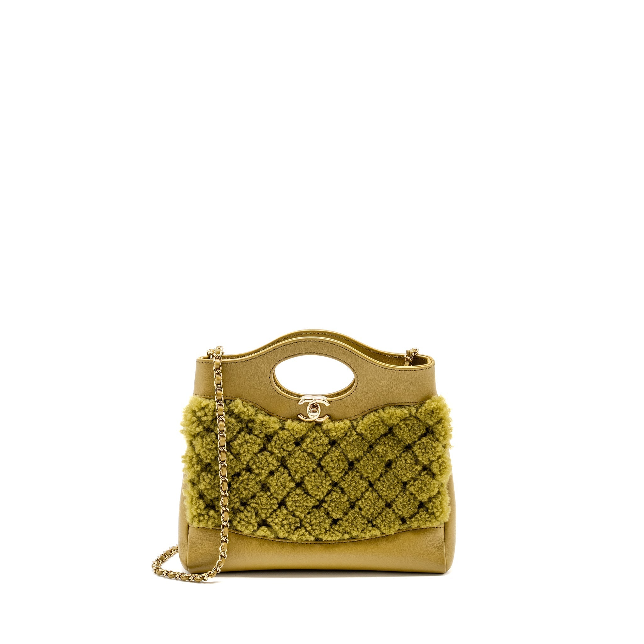 CHANEL MINI 31 BAG CALFSKIN/FUR OLIVE GREEN LGHW(MICROCHIP)